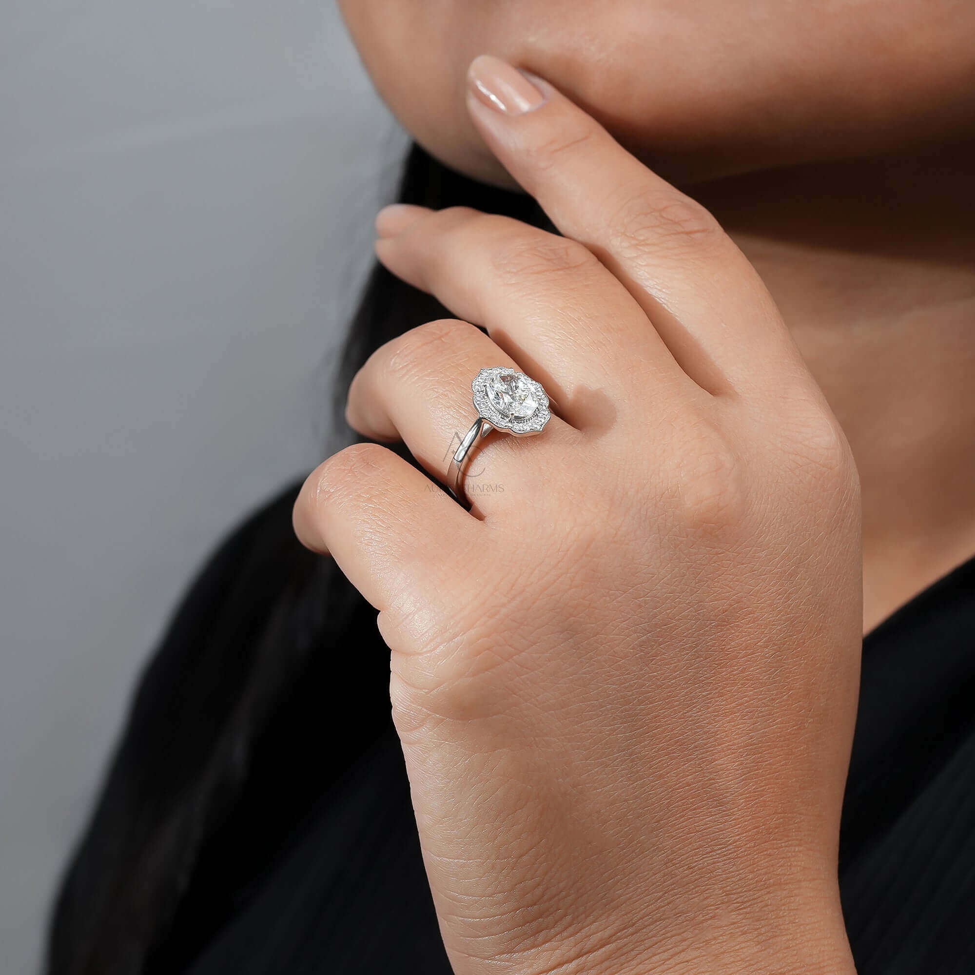 Elara Oval Halo Lab-Grown Engagement Ring