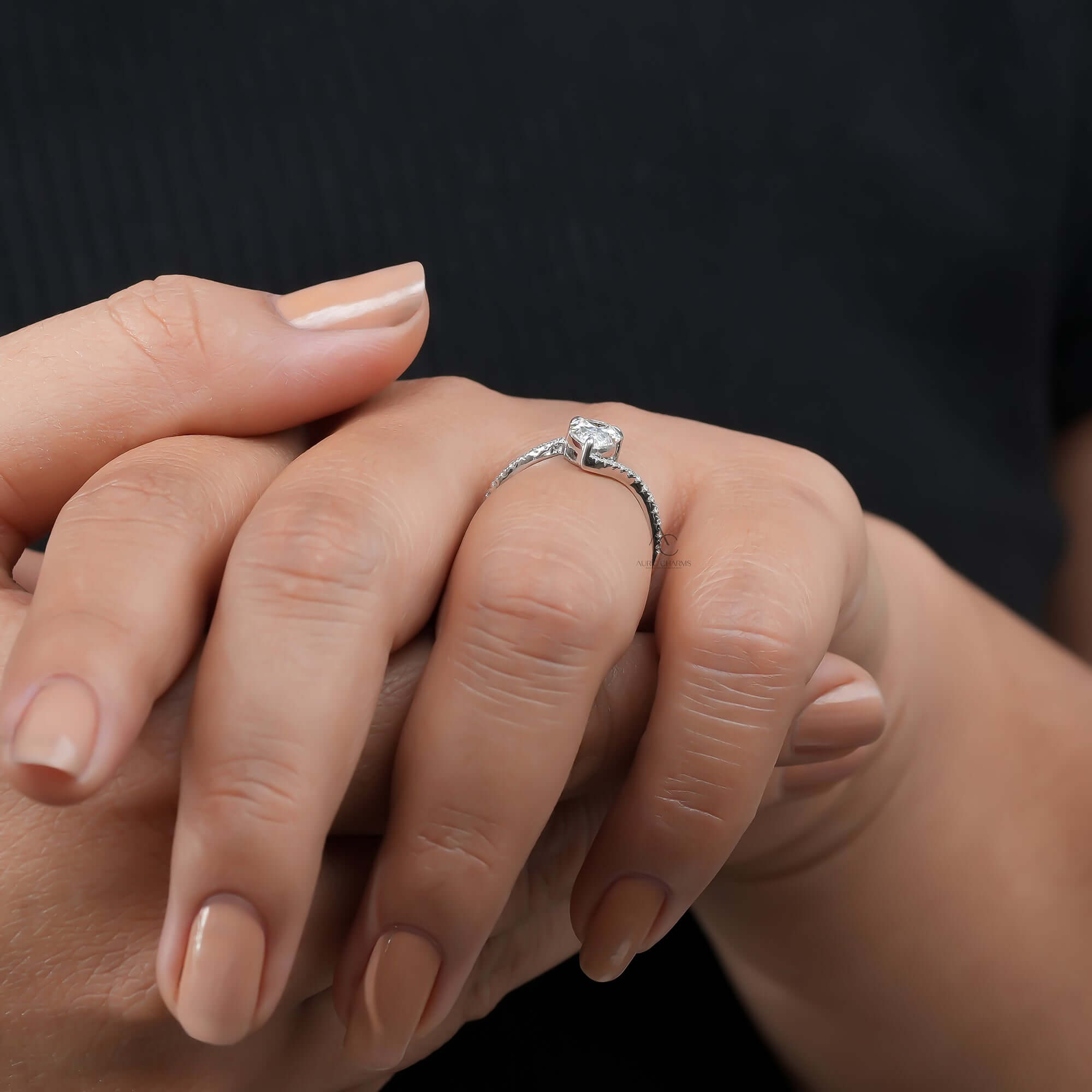 Celestia Pear Bypass Pave Diamond Ring