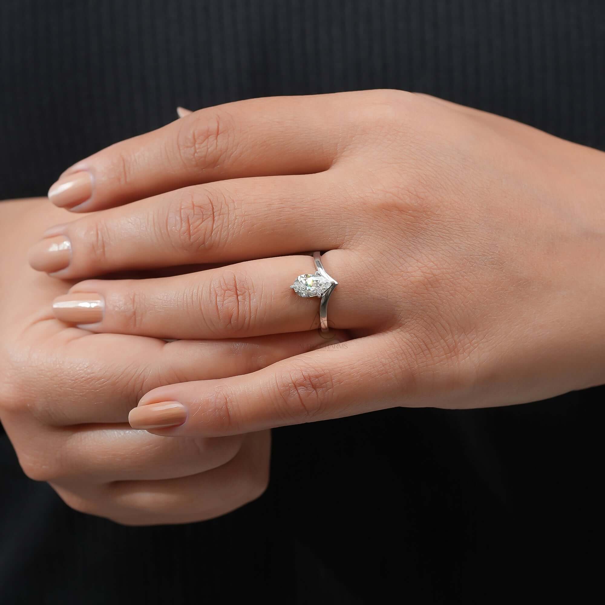 Seraphina Pear Crown Solitaire Lab-Grown Diamond Ring