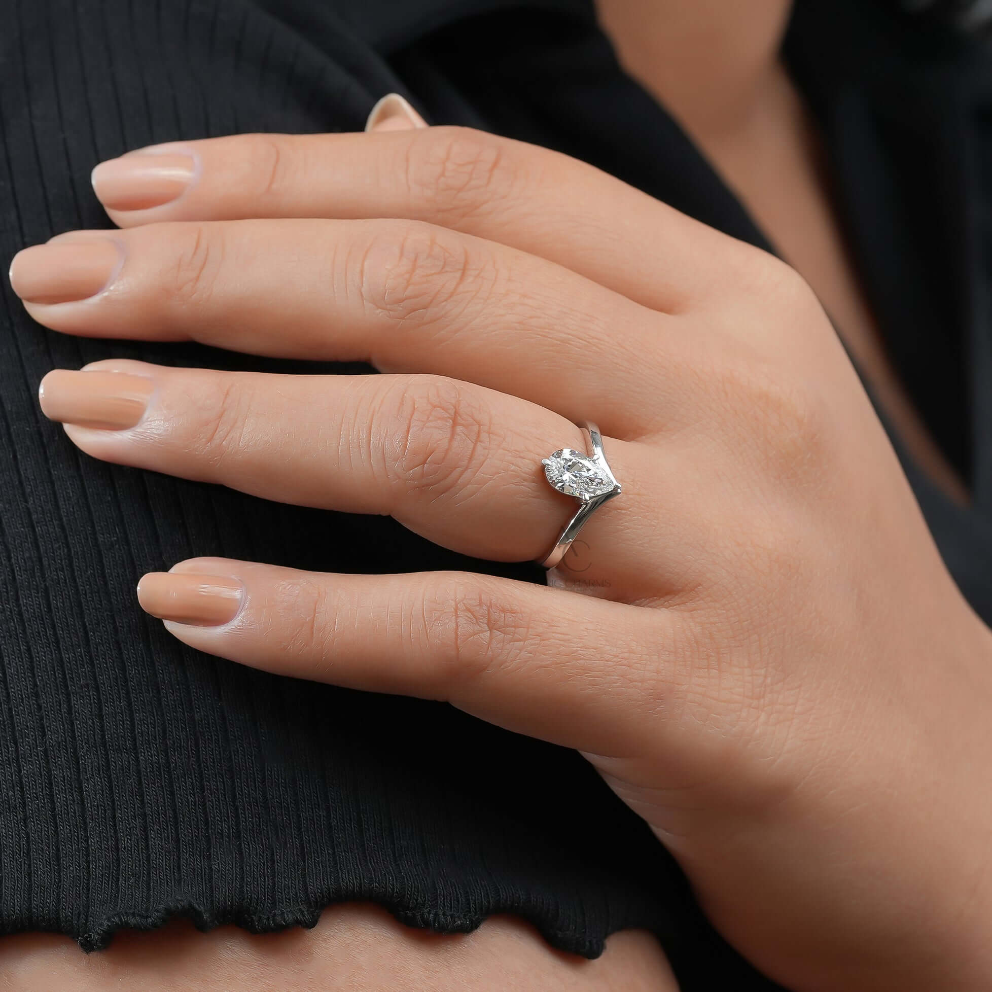 Seraphina Pear Crown Solitaire Lab-Grown Diamond Ring