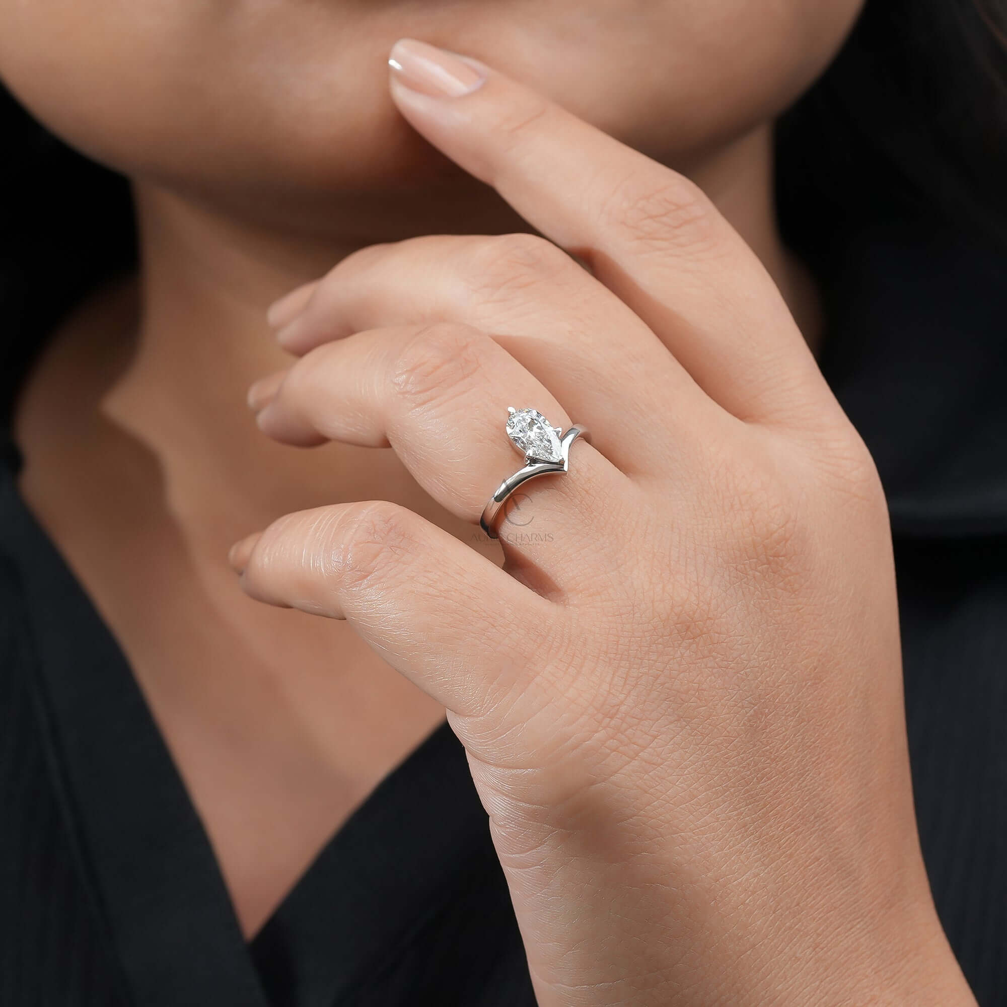 Seraphina Pear Crown Solitaire Lab-Grown Diamond Ring