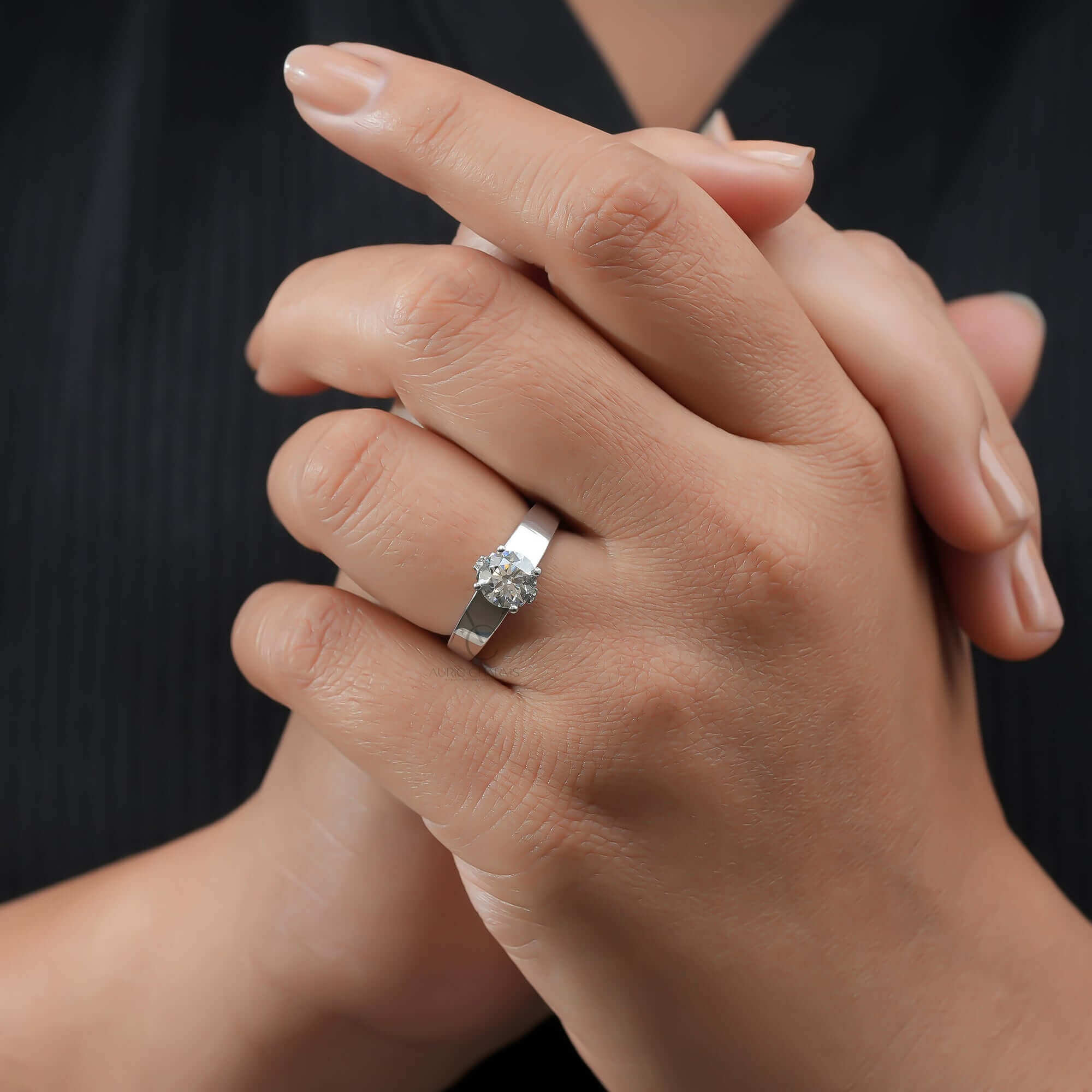 Modern Solitaire Round Brilliant Cut Lab Grown Diamond Ring