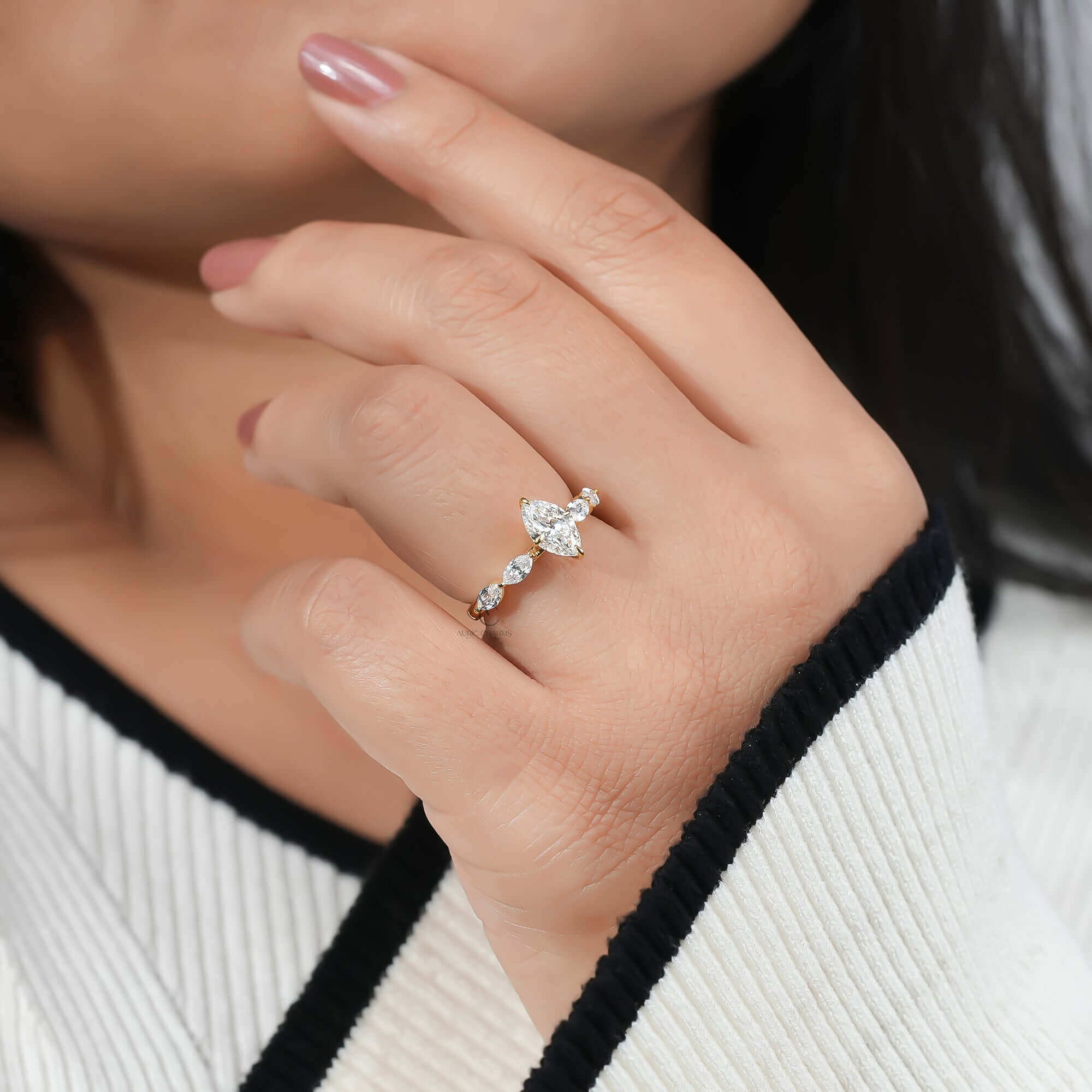 Lunara Marquise Cut Half Eternity Diamond Ring