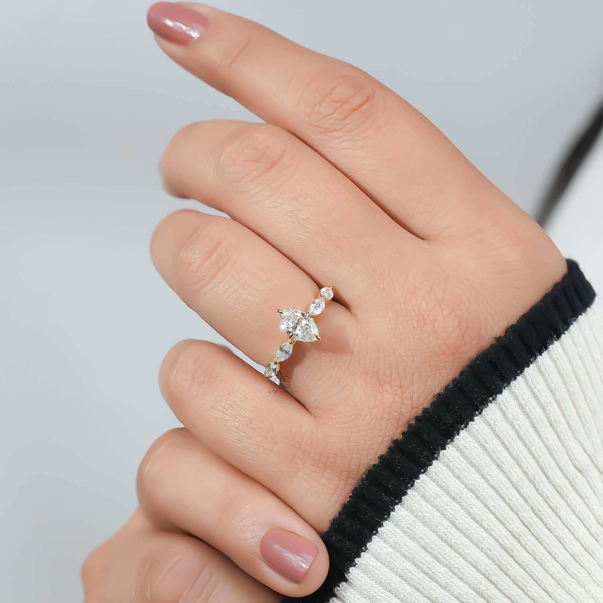 Lunara Marquise Cut Half Eternity Diamond Ring