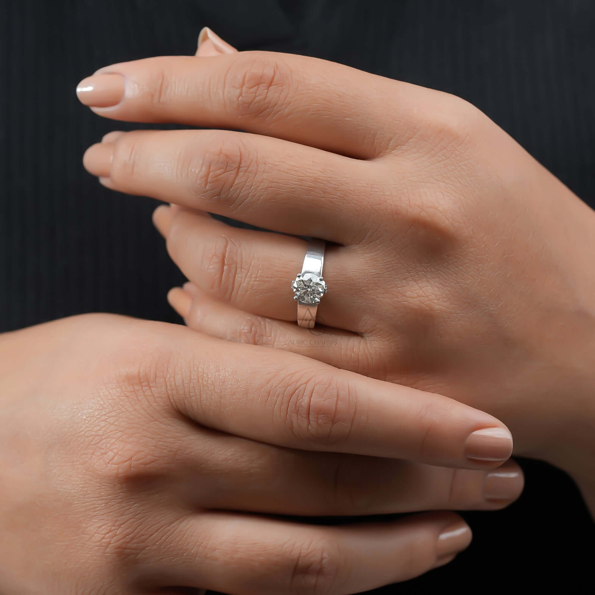 Modern Solitaire Round Brilliant Cut Lab Grown Diamond Ring