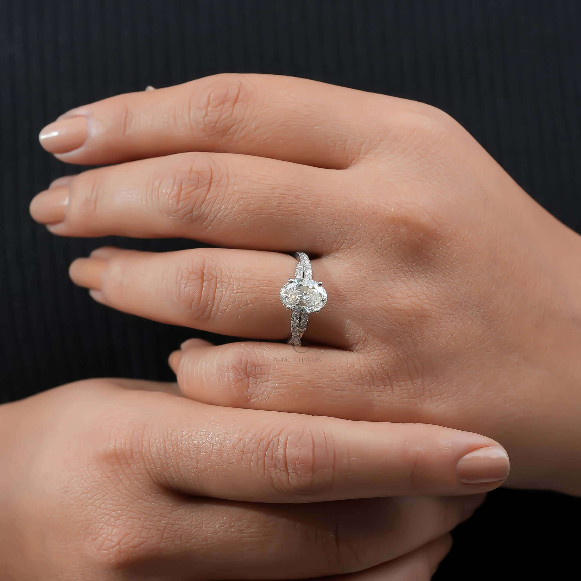 Hadid Oval Cut Twist Lab Diamond Engagement Ring