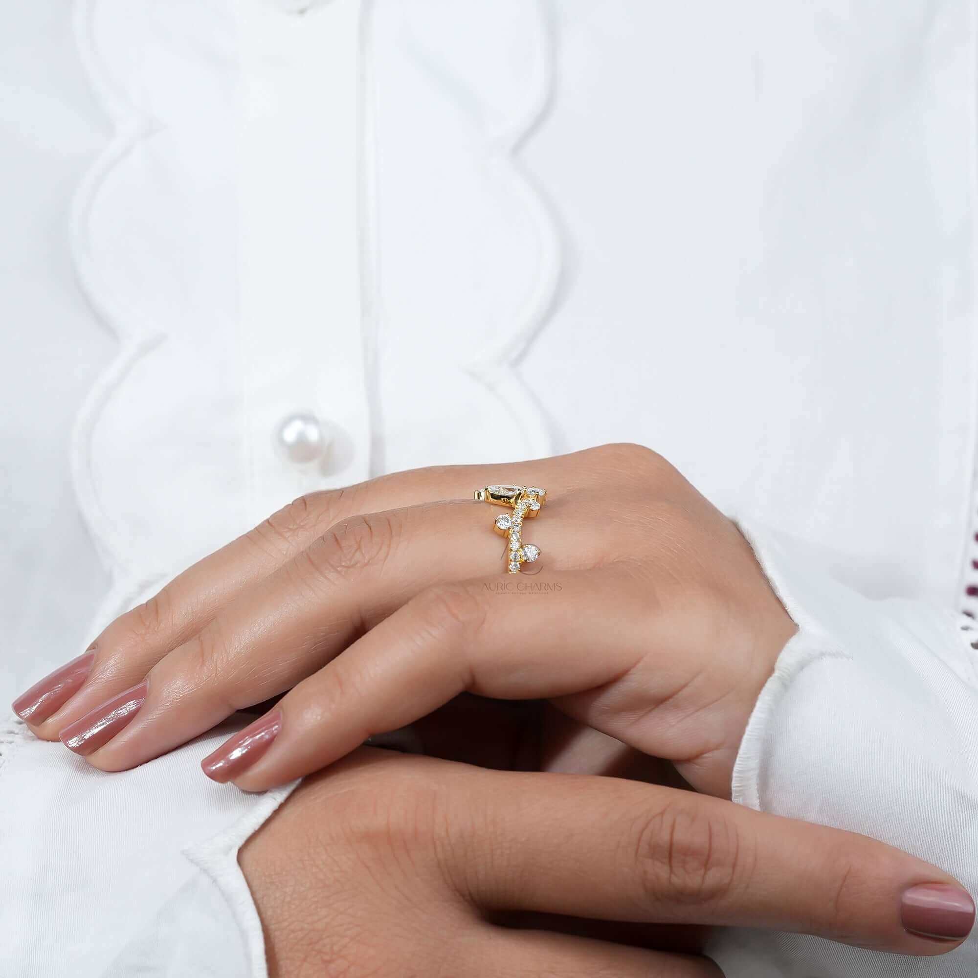 Virelle Pear Chevron Tiara Diamond Ring