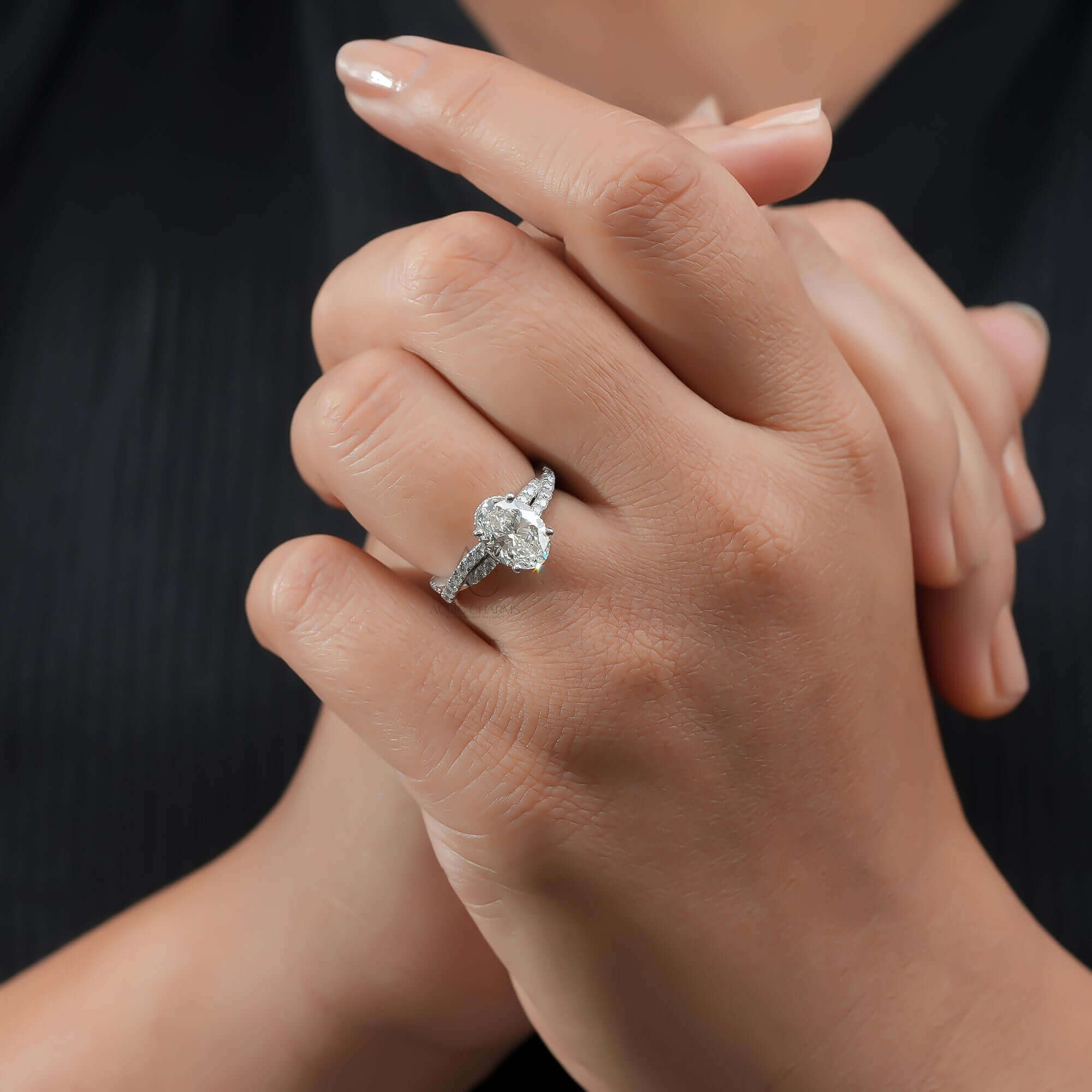 Hadid Oval Cut Twist Lab Diamond Engagement Ring