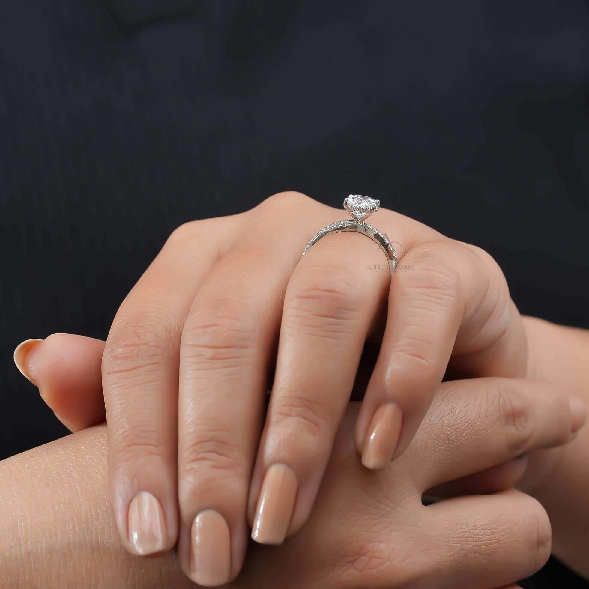 Hadid Oval Cut Twist Lab Diamond Engagement Ring