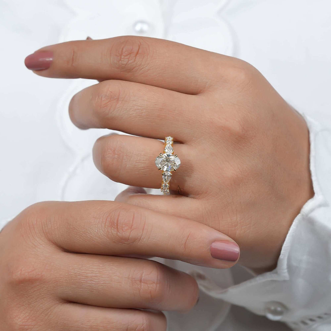 Lumina Oval Pavé Halo Diamond Ring