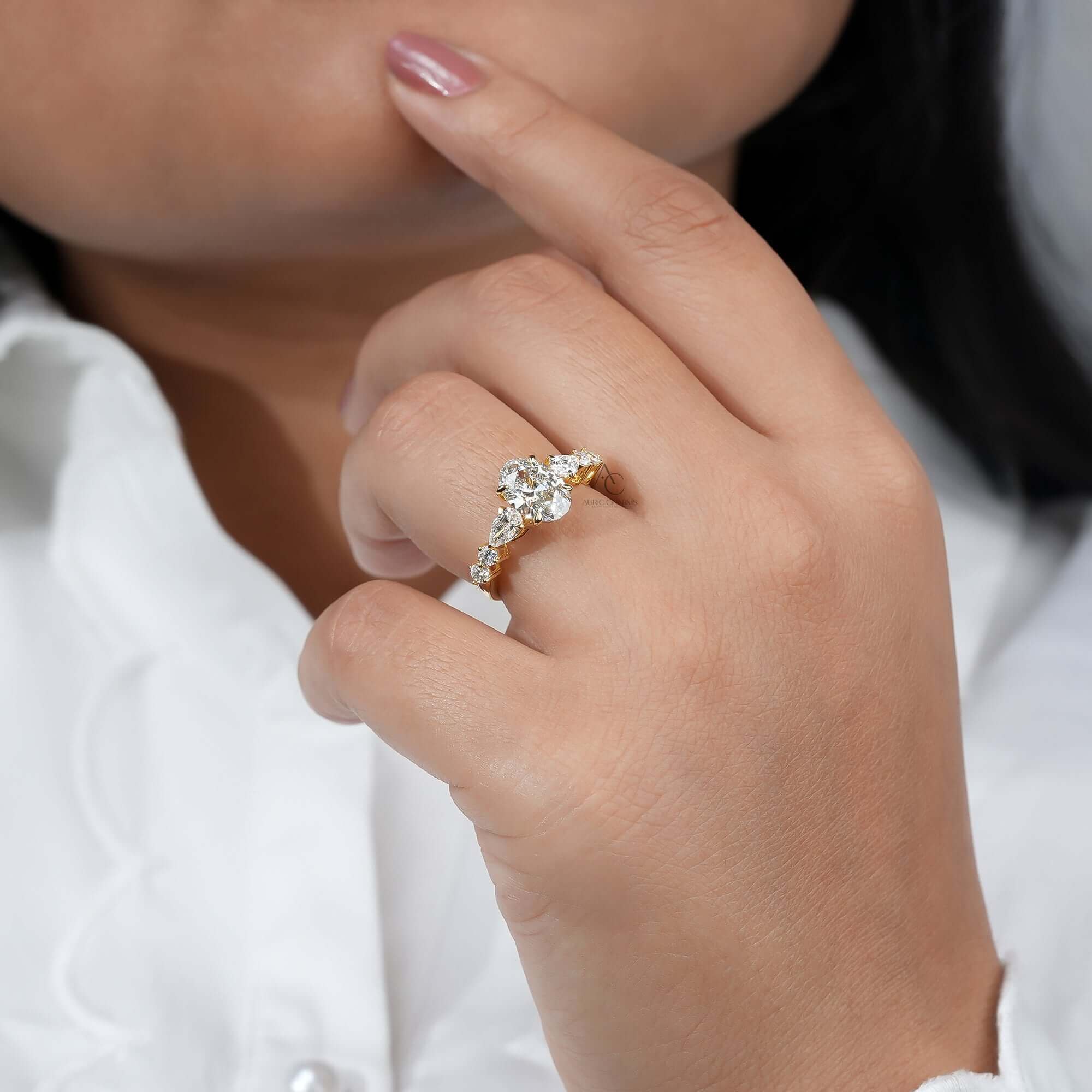 Lumina Oval Pavé Halo Diamond Ring