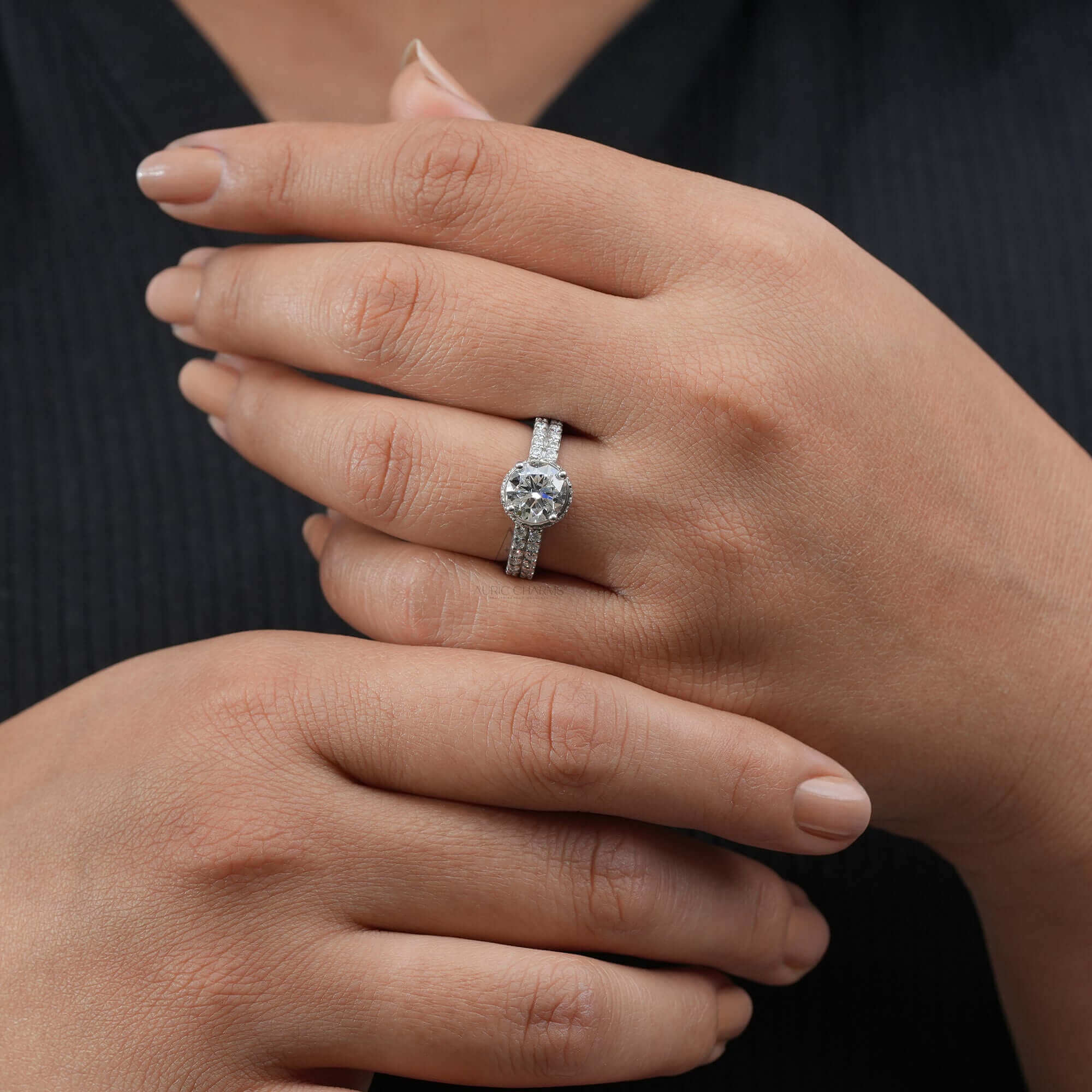 Hathaway Hidden Halo Double Row Diamond Ring