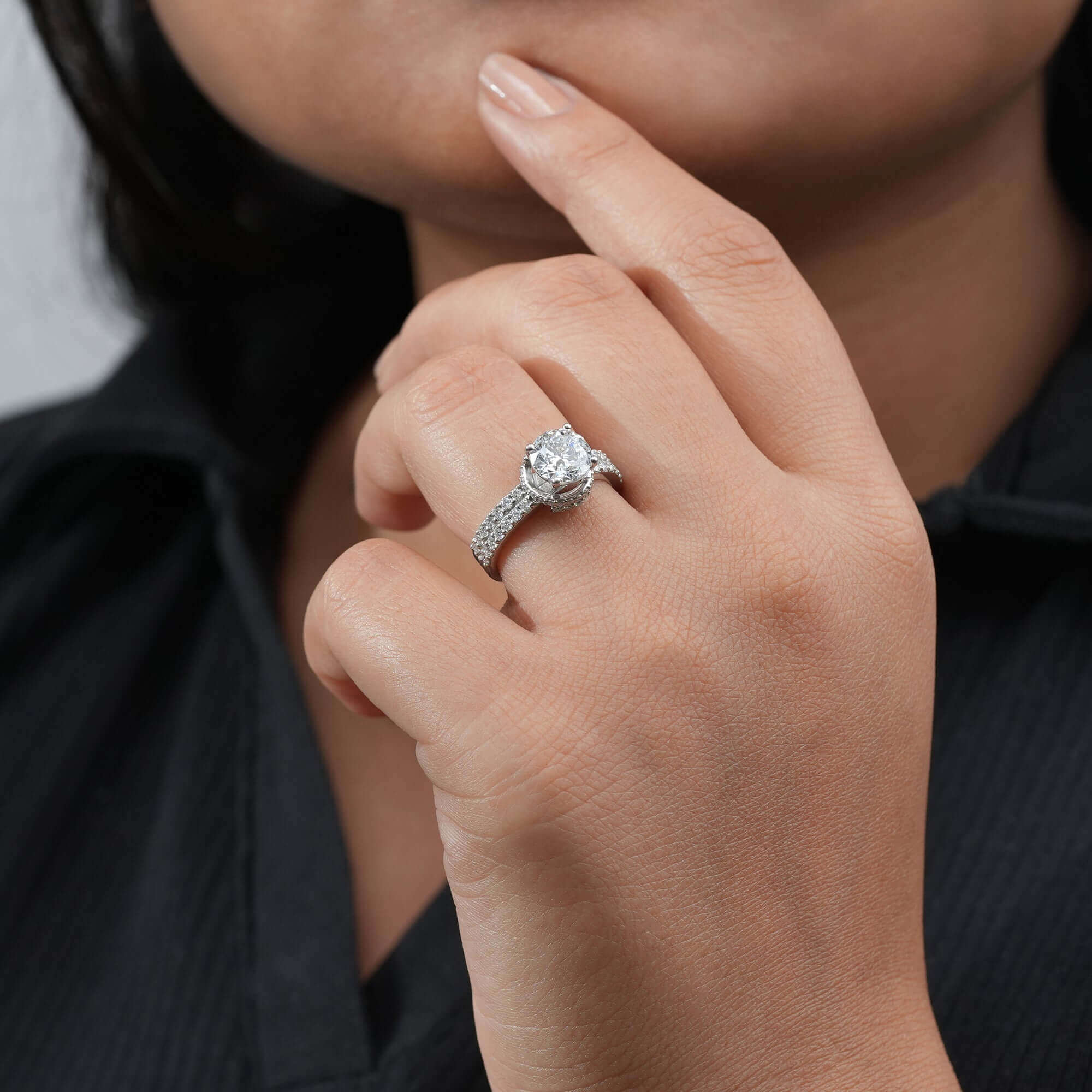 Hathaway Hidden Halo Double Row Diamond Ring