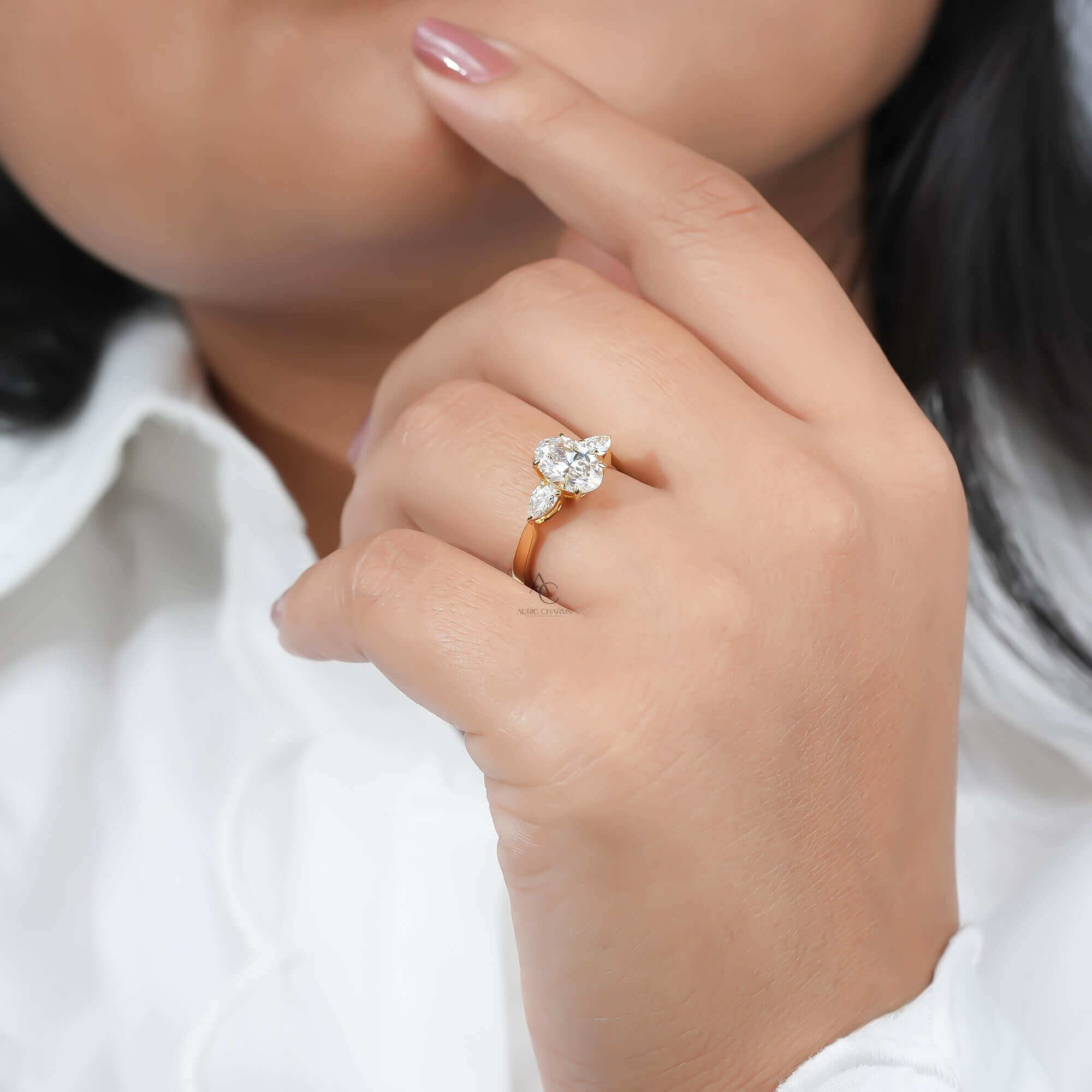 Eterna Oval Diamond Three-Stone Ring