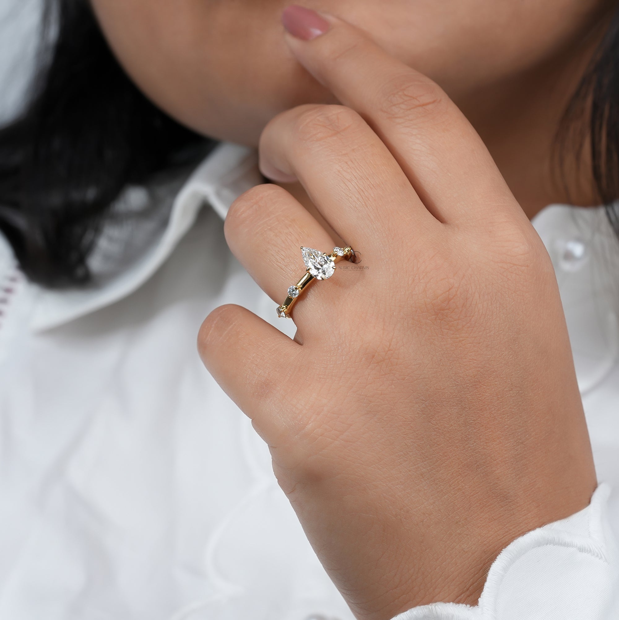 Luna Pear Solitaire Lab-Grown Diamond Ring