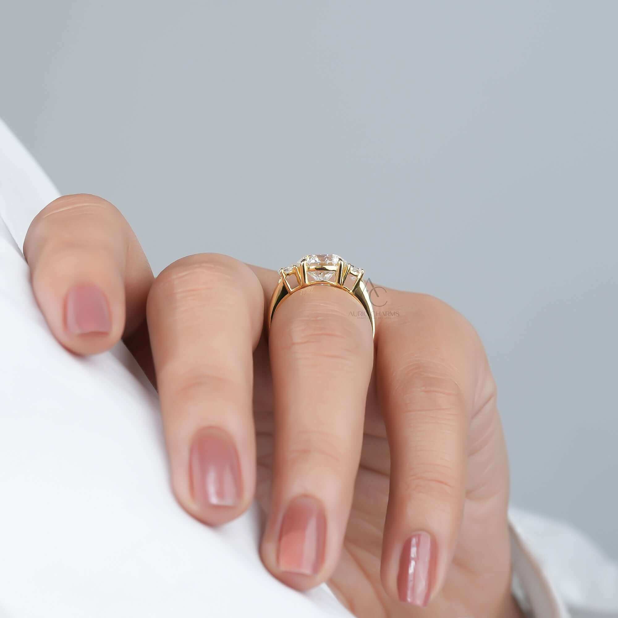 Monroe Three-Stone Round Diamond Ring