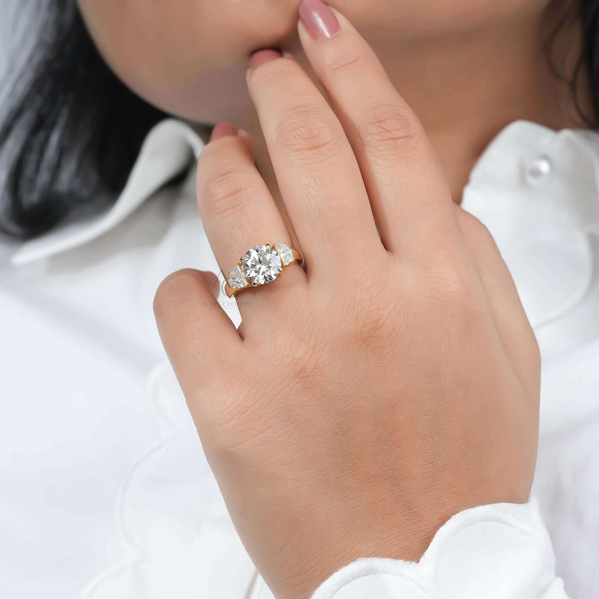 Monroe Three-Stone Round Diamond Ring