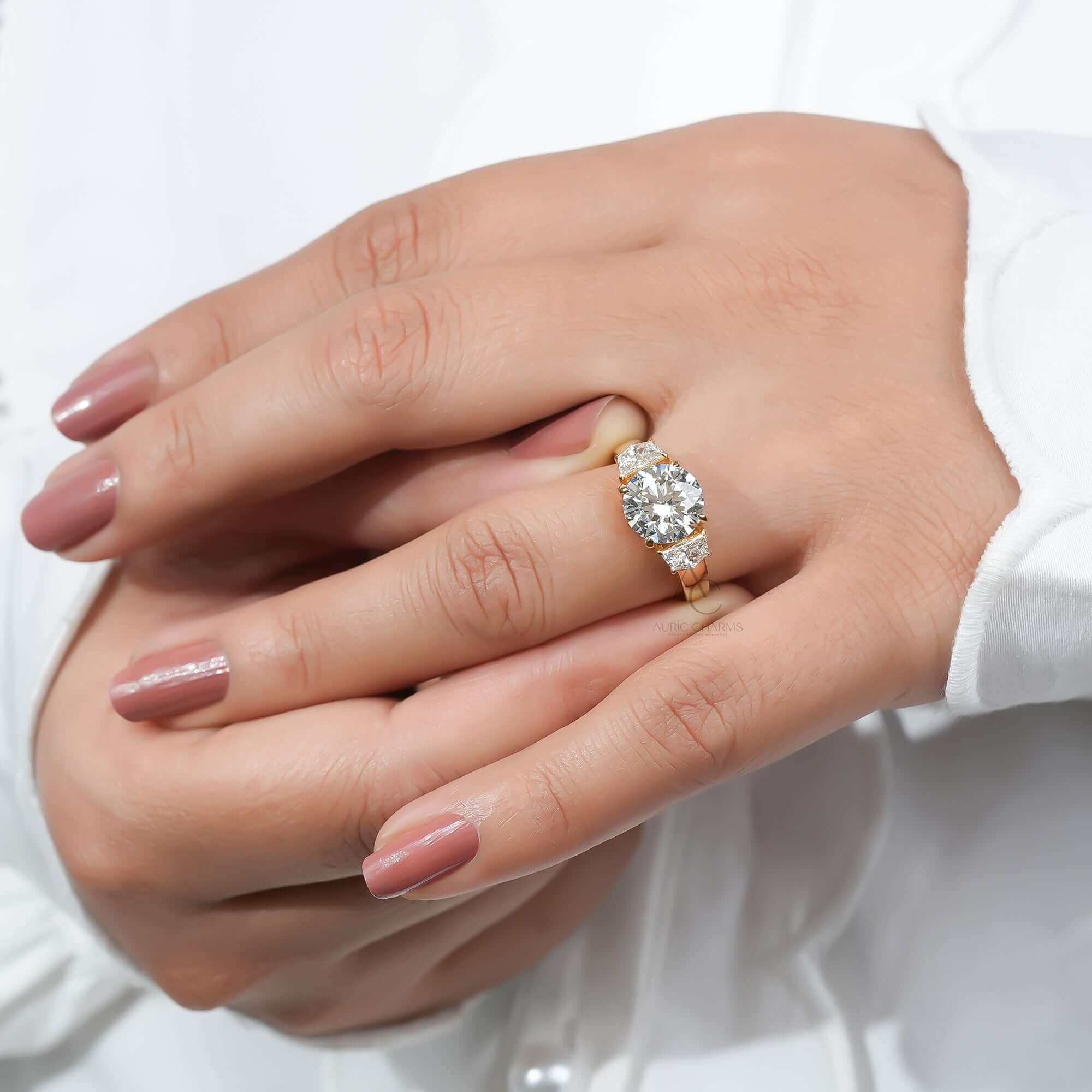 Monroe Three-Stone Round Diamond Ring