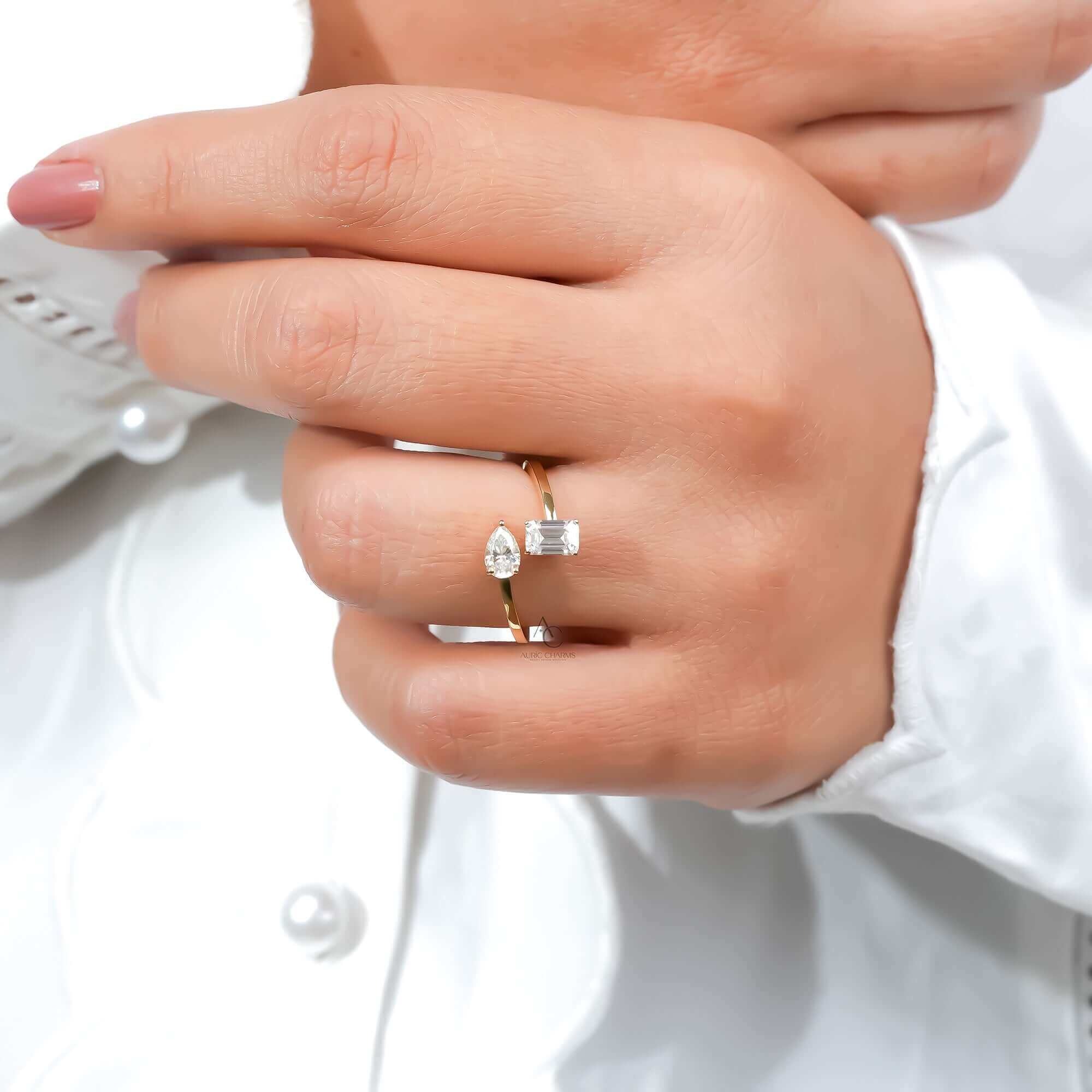 Zendaya Pear & Emerald Cut Open Diamond Ring