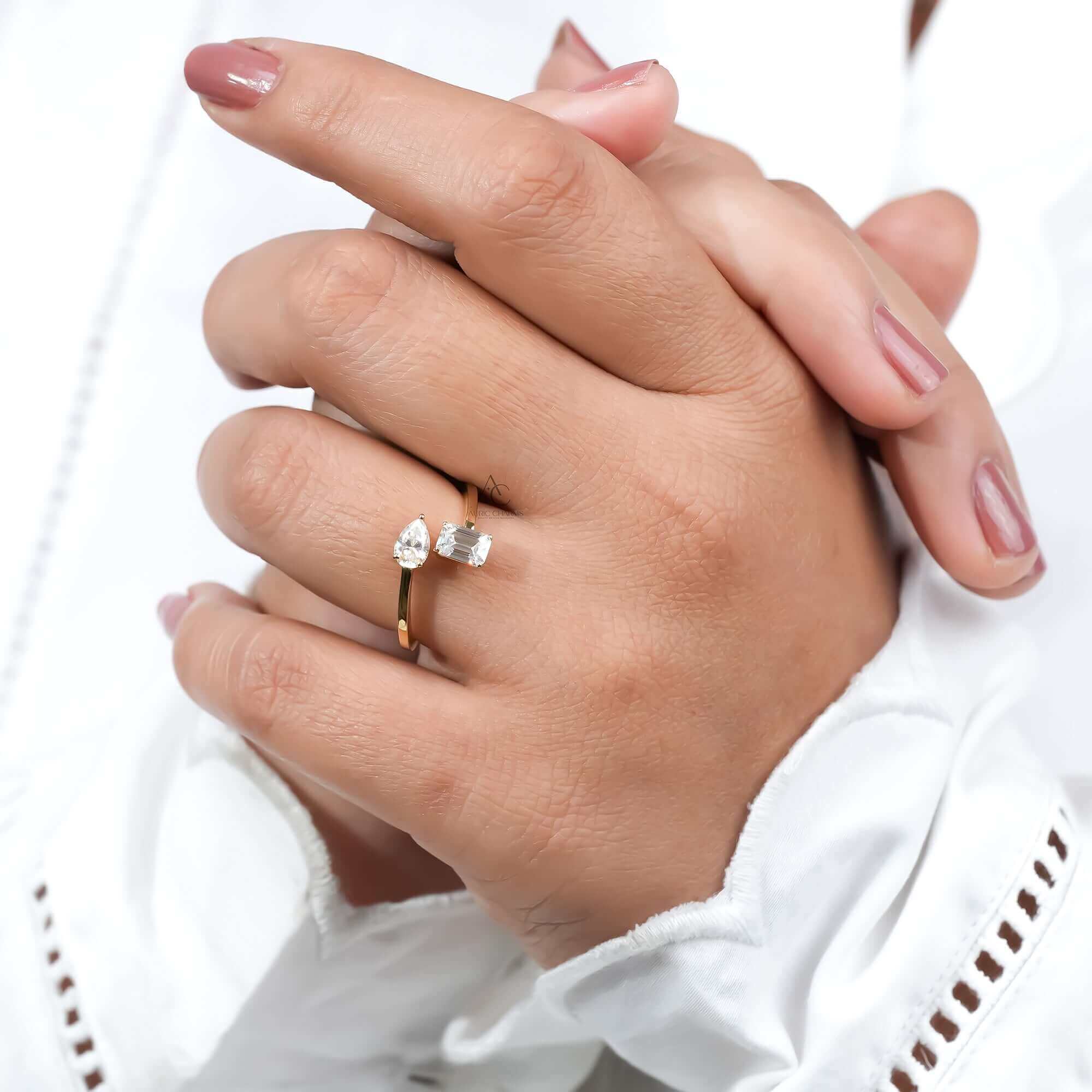 Zendaya Pear & Emerald Cut Open Diamond Ring