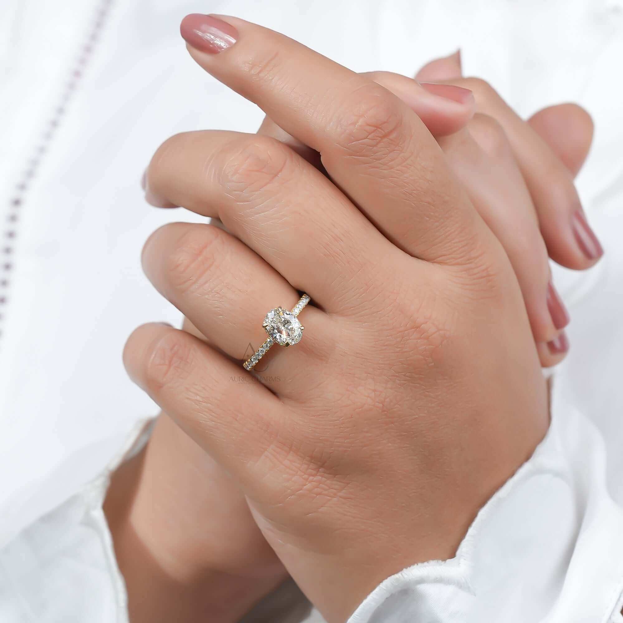 Valoria Hidden Halo Oval Diamond Engagement Ring