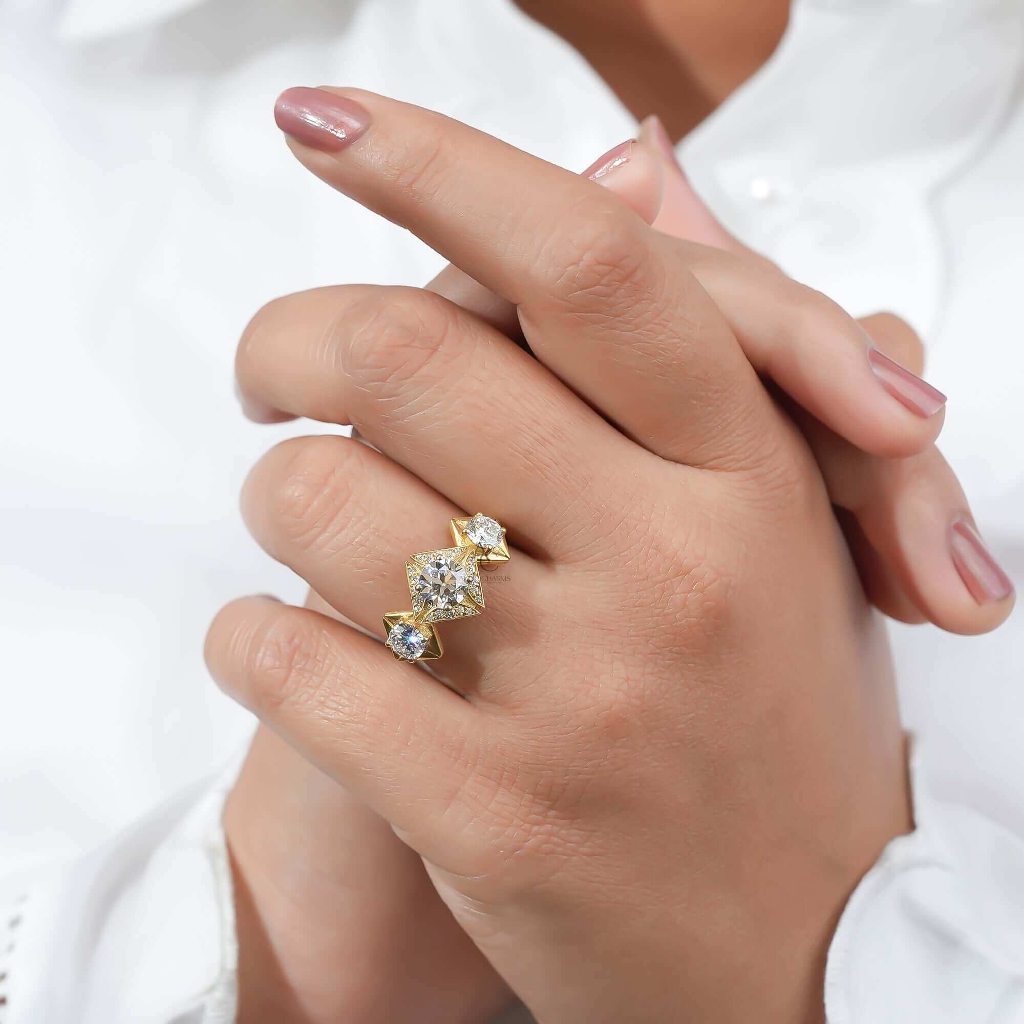 Florence Floral Inspired Three-Stone Diamond Ring