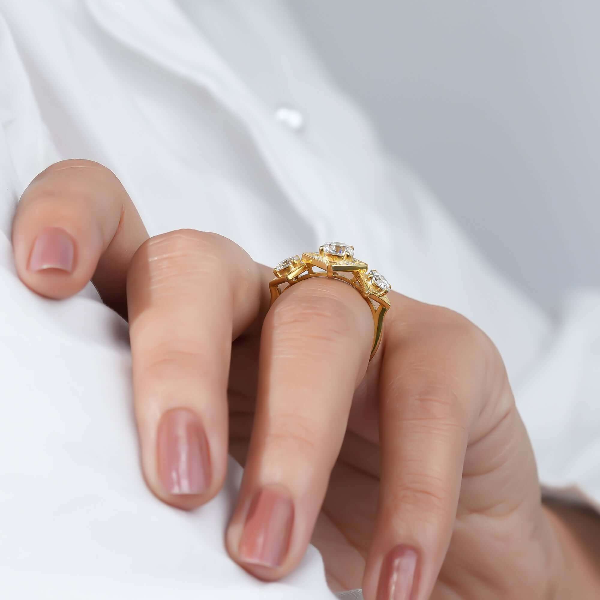 Florence Floral Inspired Three-Stone Diamond Ring