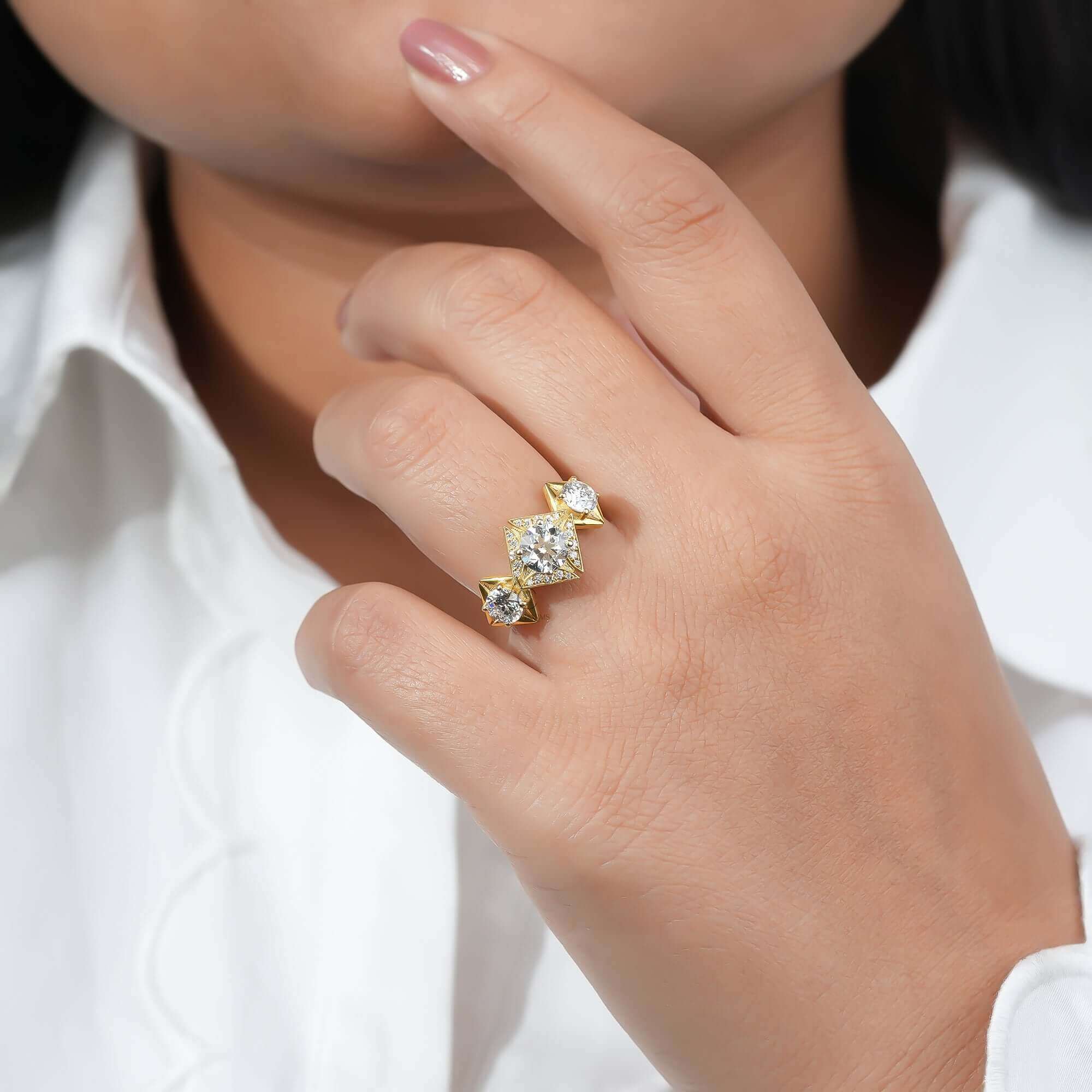 Florence Floral Inspired Three-Stone Diamond Ring