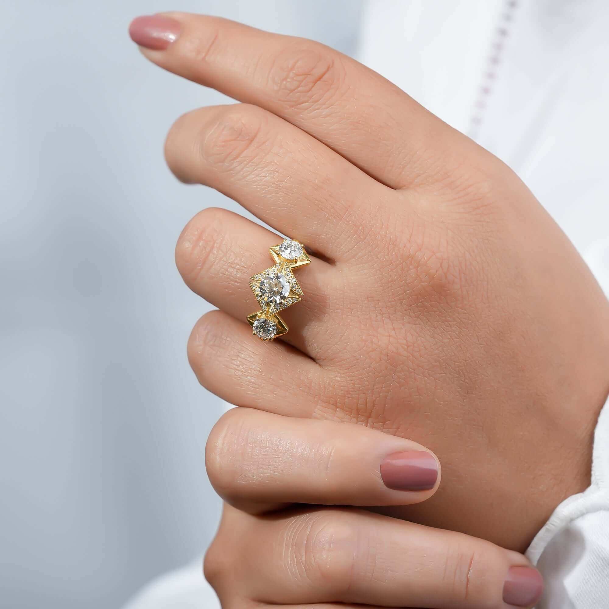 Florence Floral Inspired Three-Stone Diamond Ring