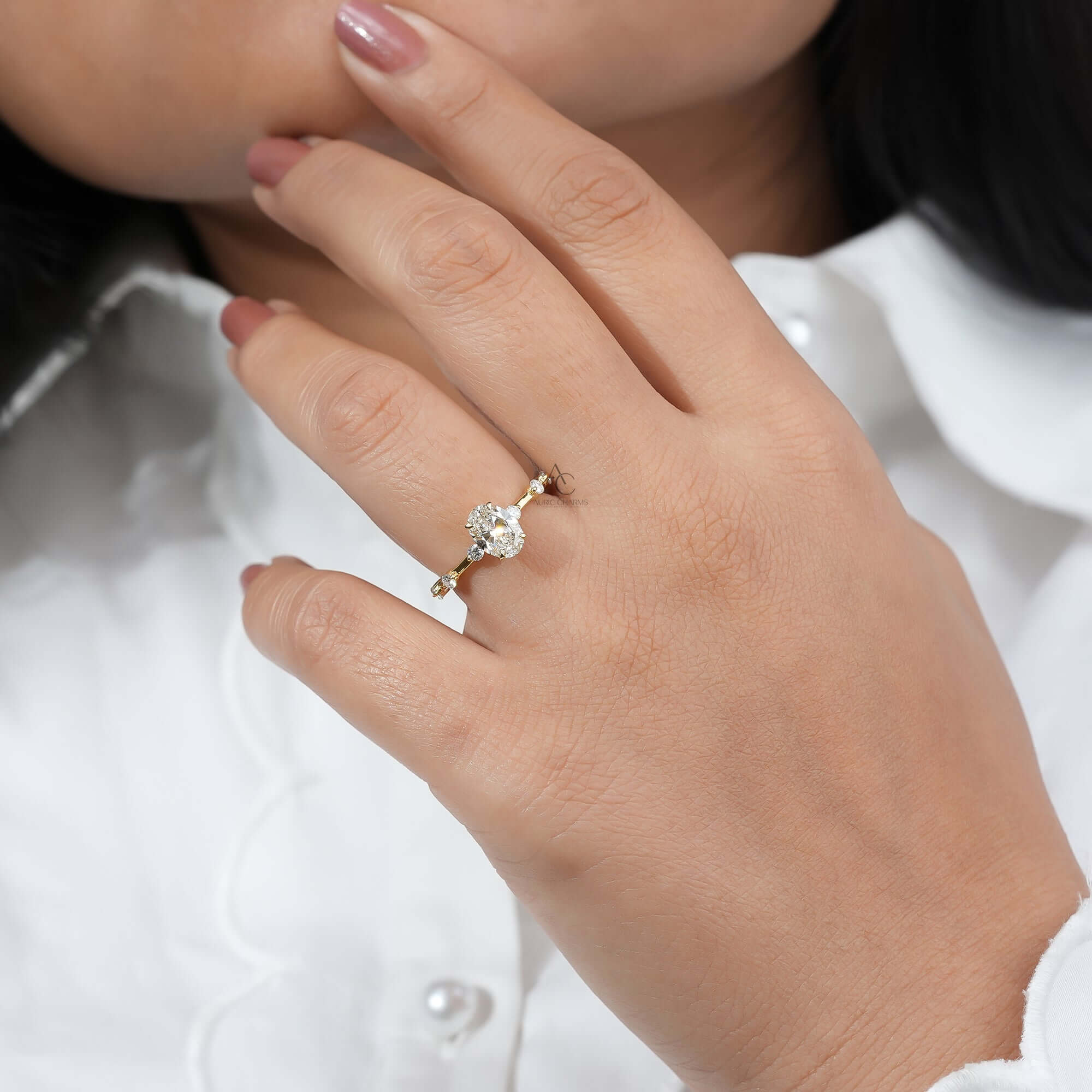 Nova Oval Distance Pavé Lab-Grown Diamond Ring