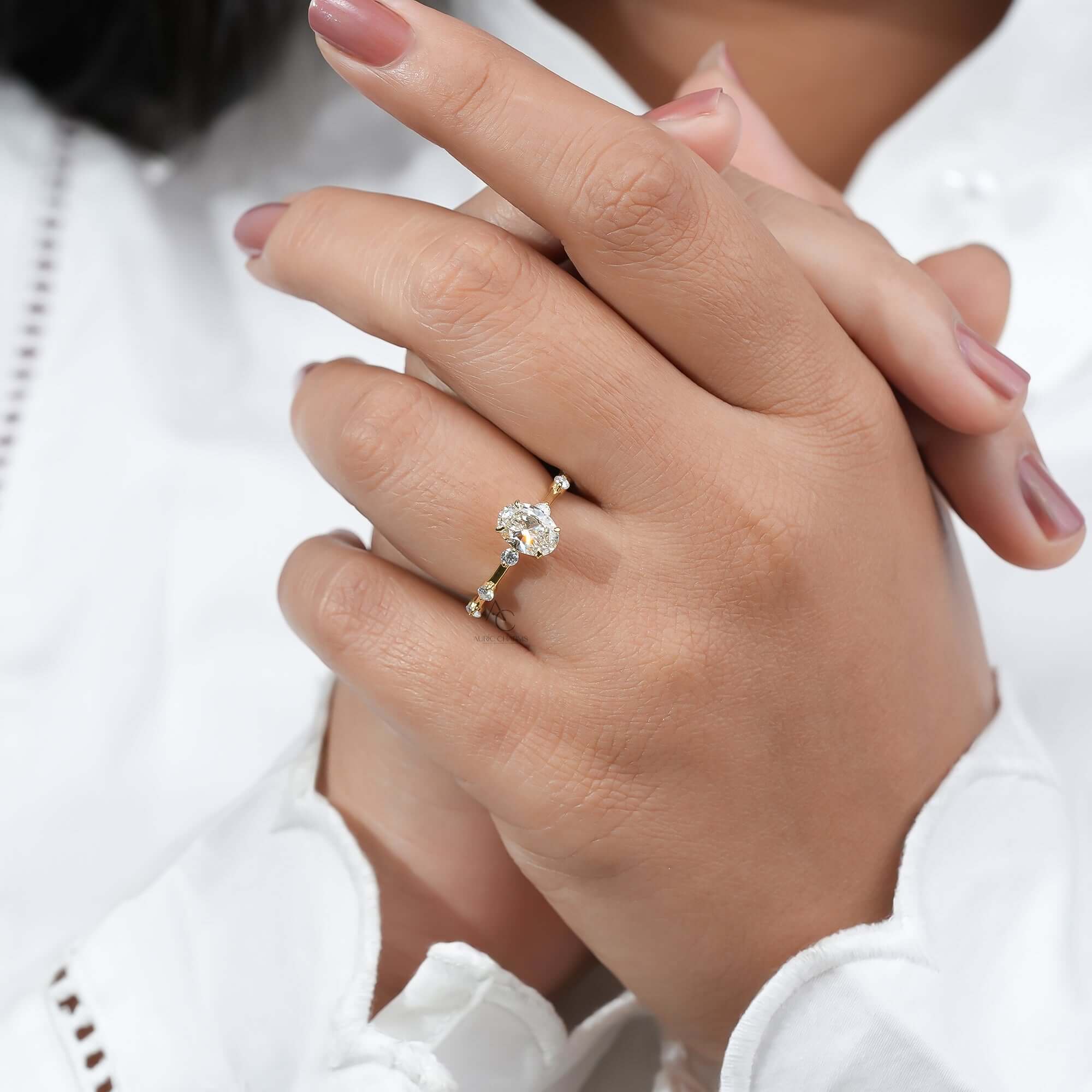 Nova Oval Distance Pavé Lab-Grown Diamond Ring