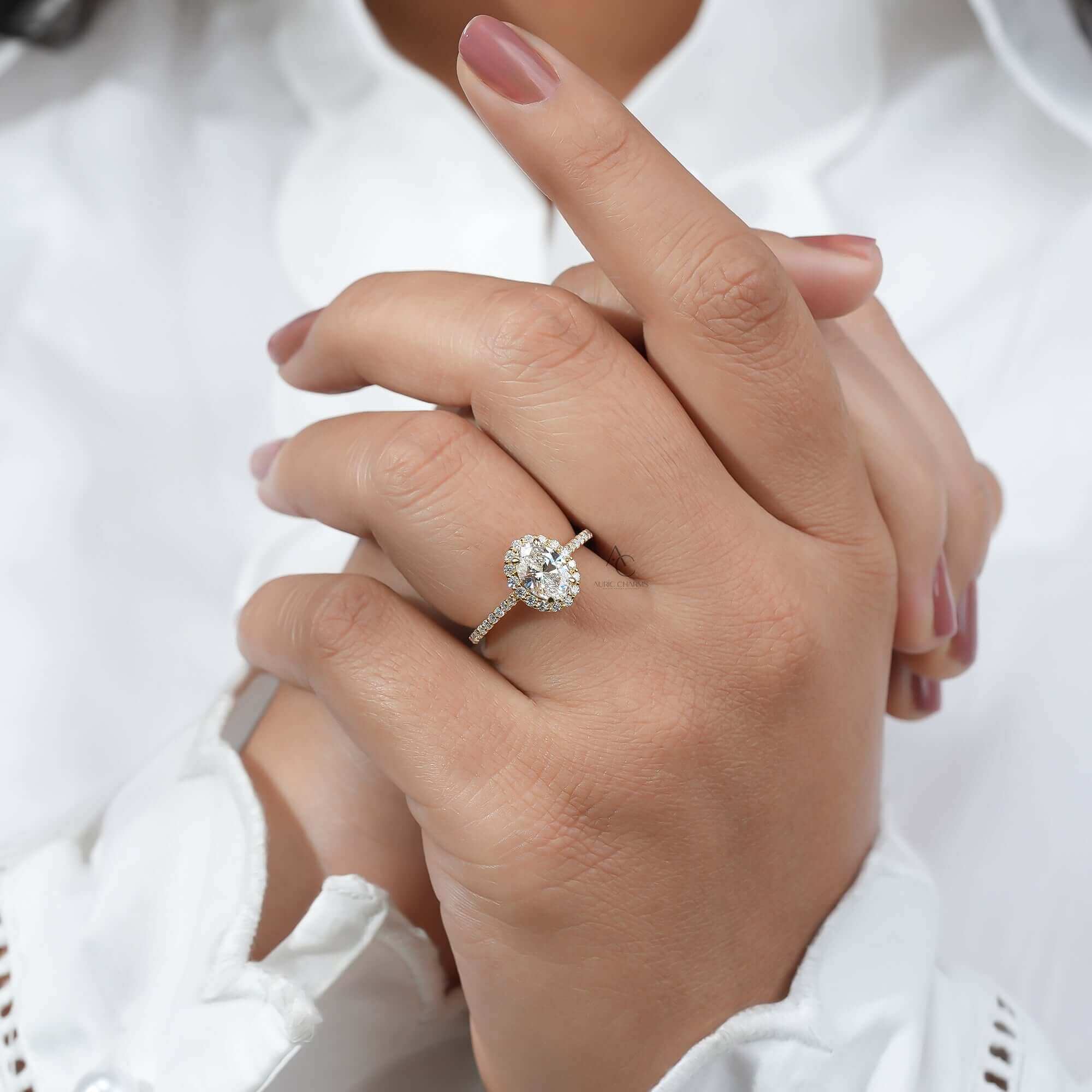 Aurielle Oval Halo Lab-Grown Diamond Ring