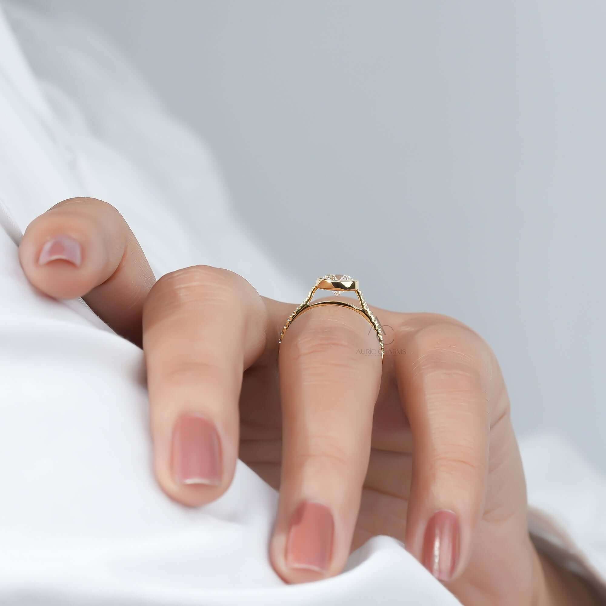 Monroe Bezel Round Lab-Grown Diamond Pave Ring