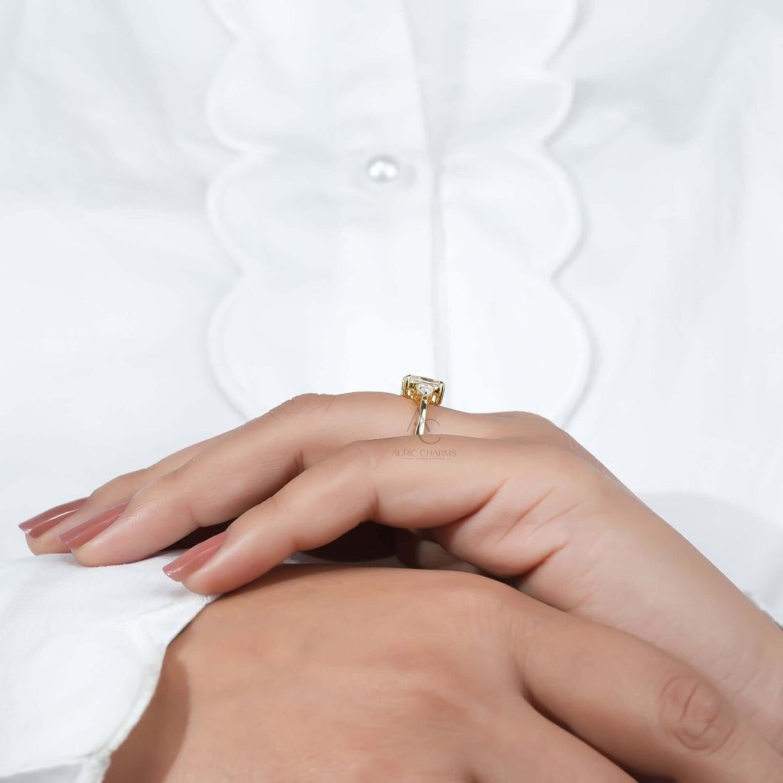 Elara Radiant & Pear Three-Stone Diamond Ring