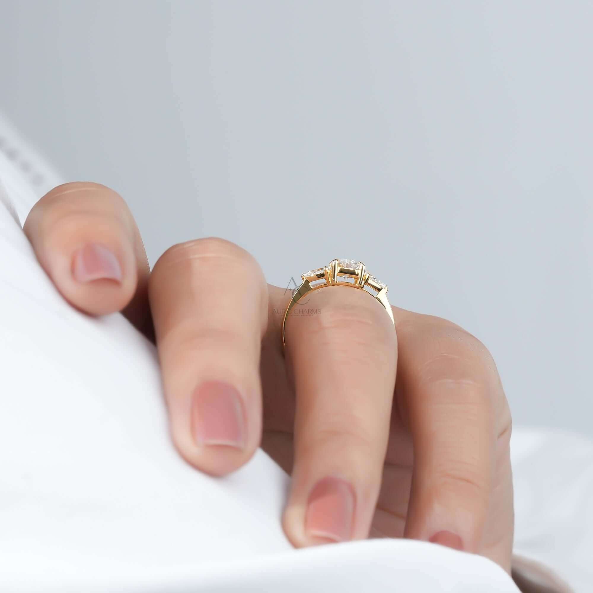 Elara Radiant & Pear Three-Stone Diamond Ring