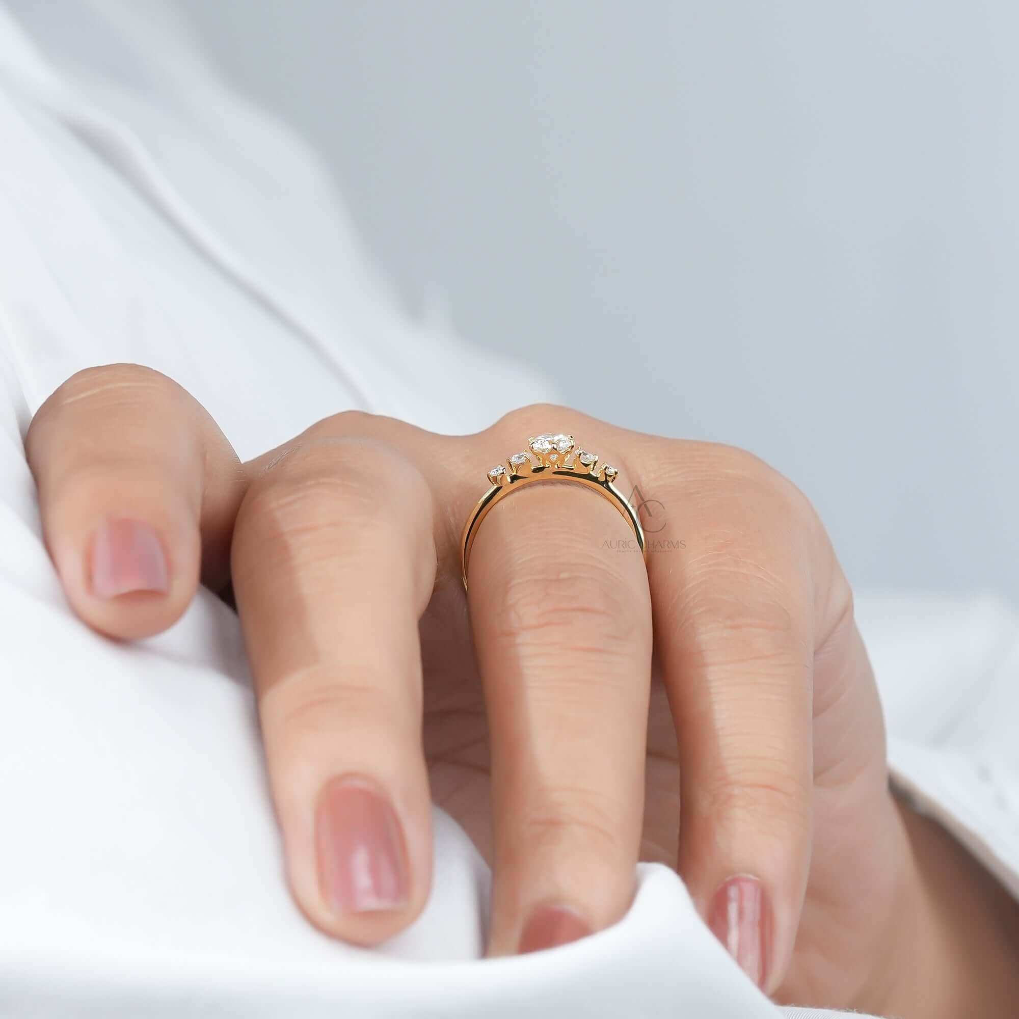 Elara Distance Pave Round Diamond Engagement Ring