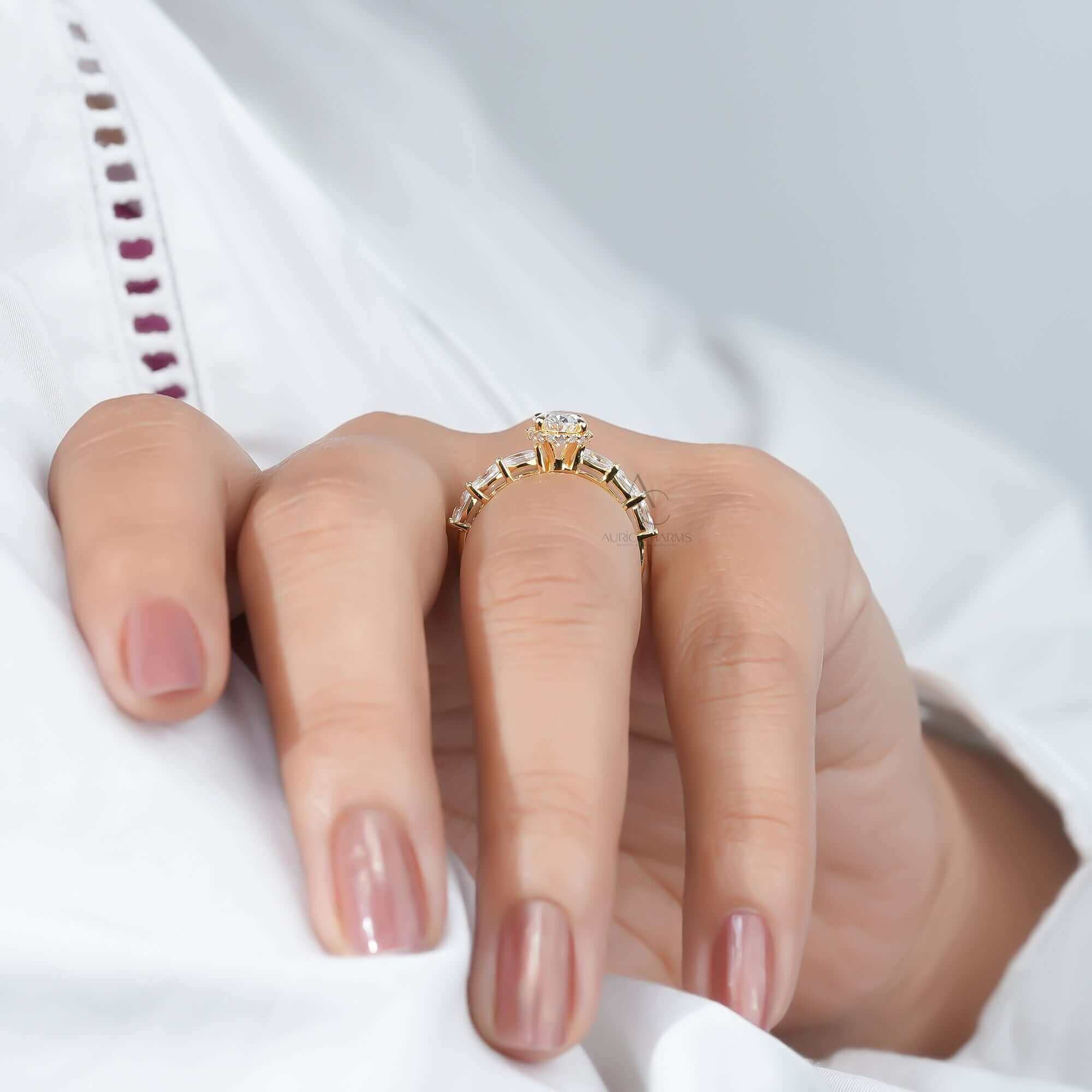 Solaria Oval Hidden Halo Diamond Engagement Ring