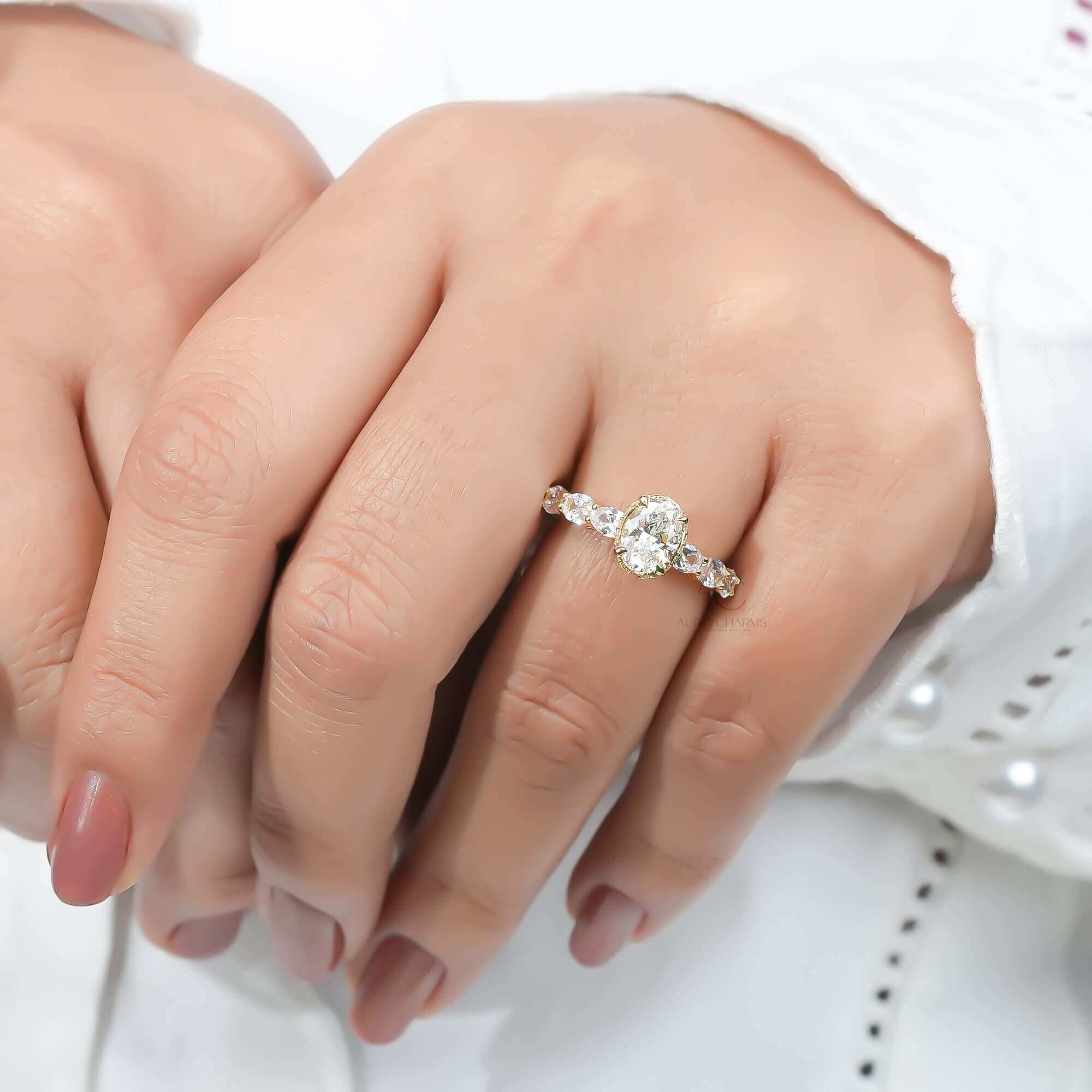 Solaria Oval Hidden Halo Diamond Engagement Ring