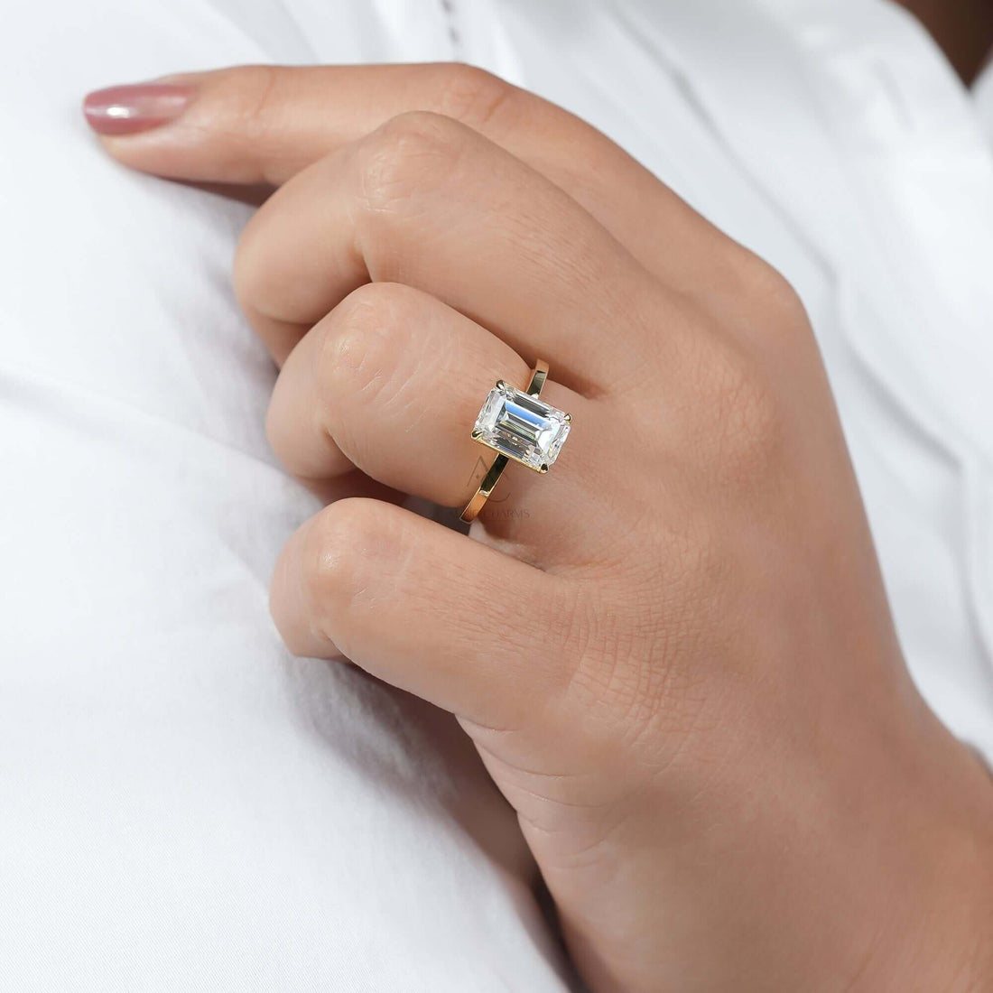 Empress Emerald Cut Lab Diamond Solitaire Ring
