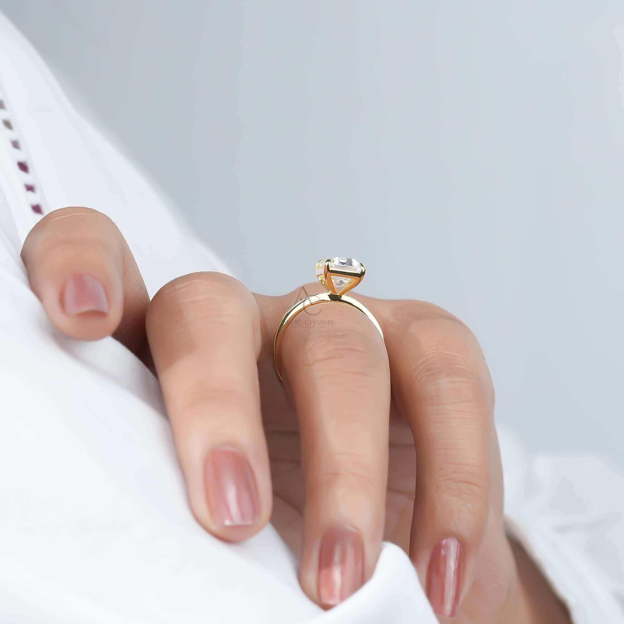 Empress Emerald Cut Lab Diamond Solitaire Ring