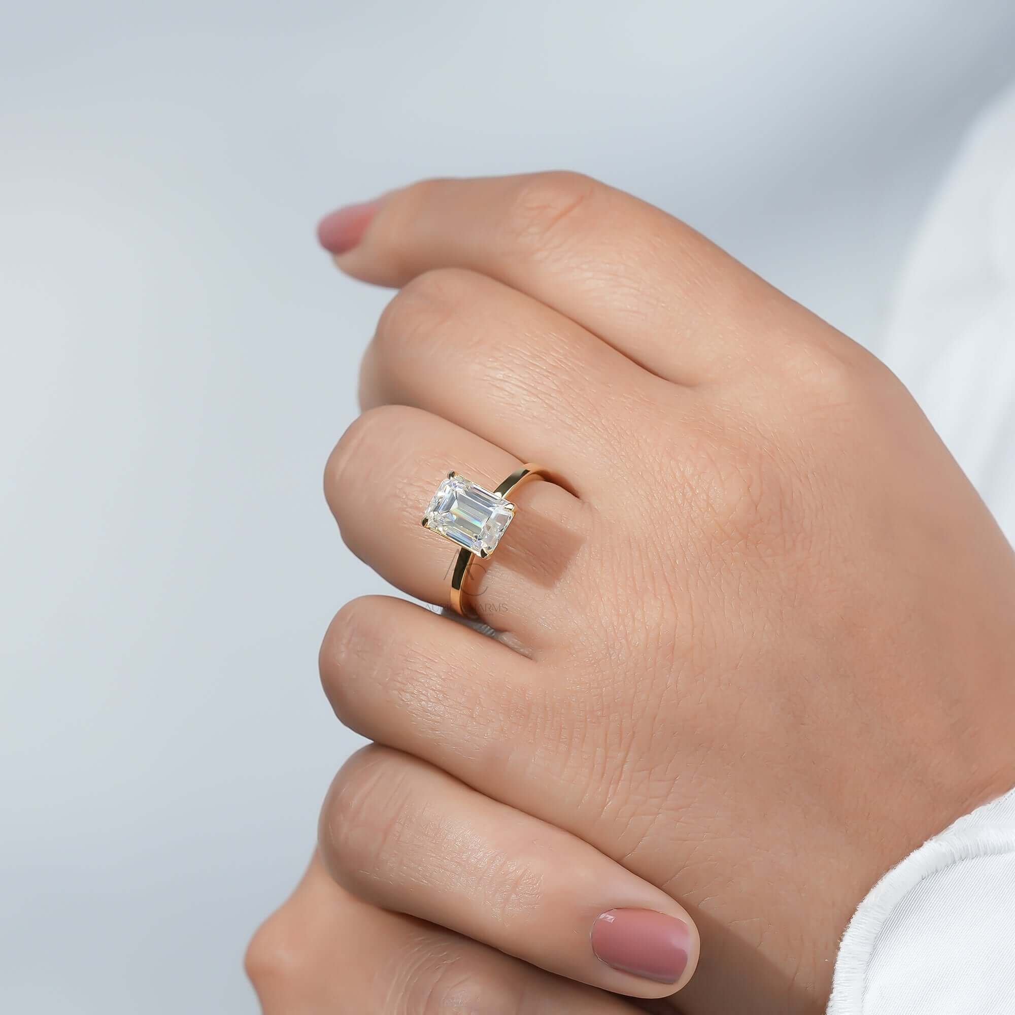 Empress Emerald Cut Lab Diamond Solitaire Ring