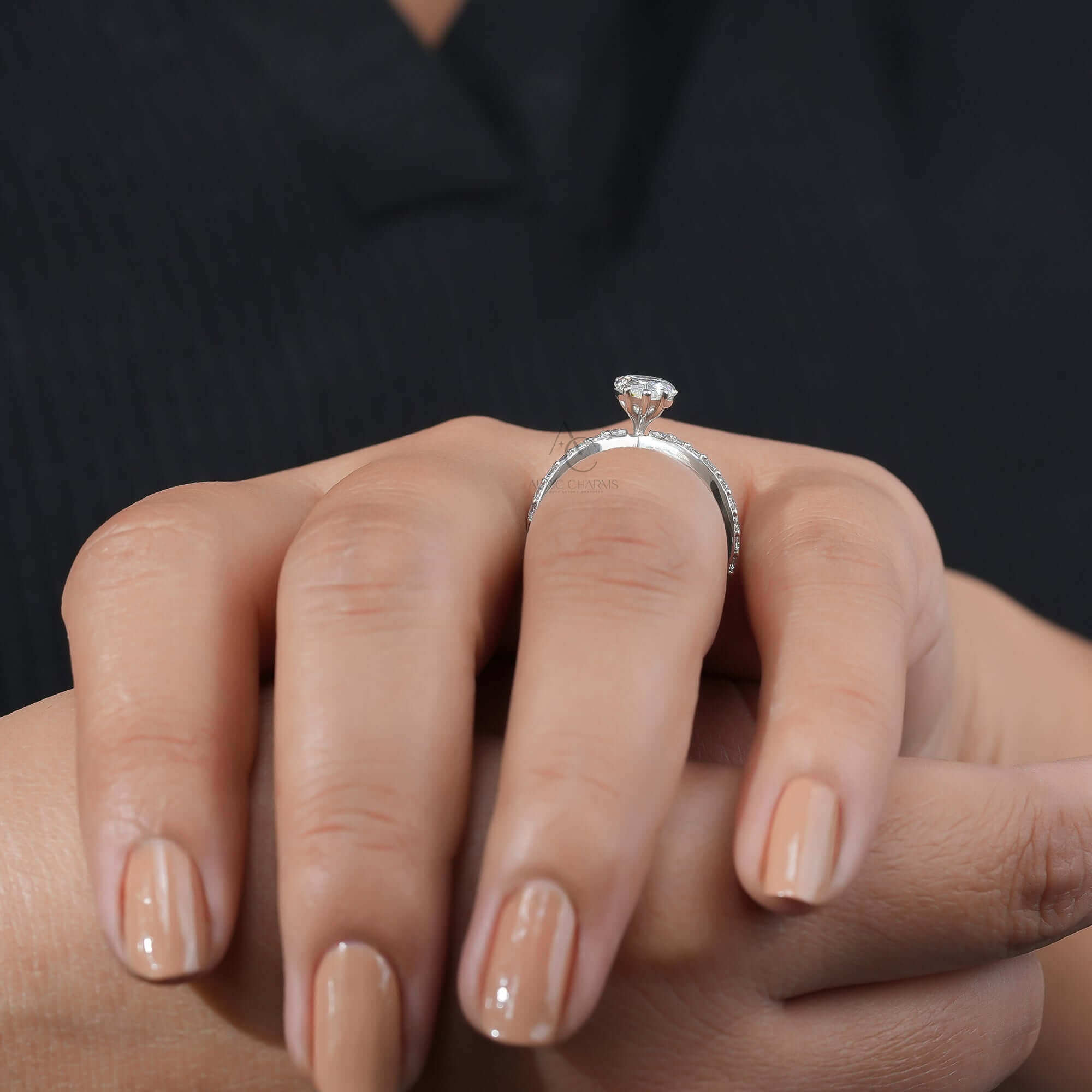 Dakota Criss Cross Pear Diamond Engagement Ring