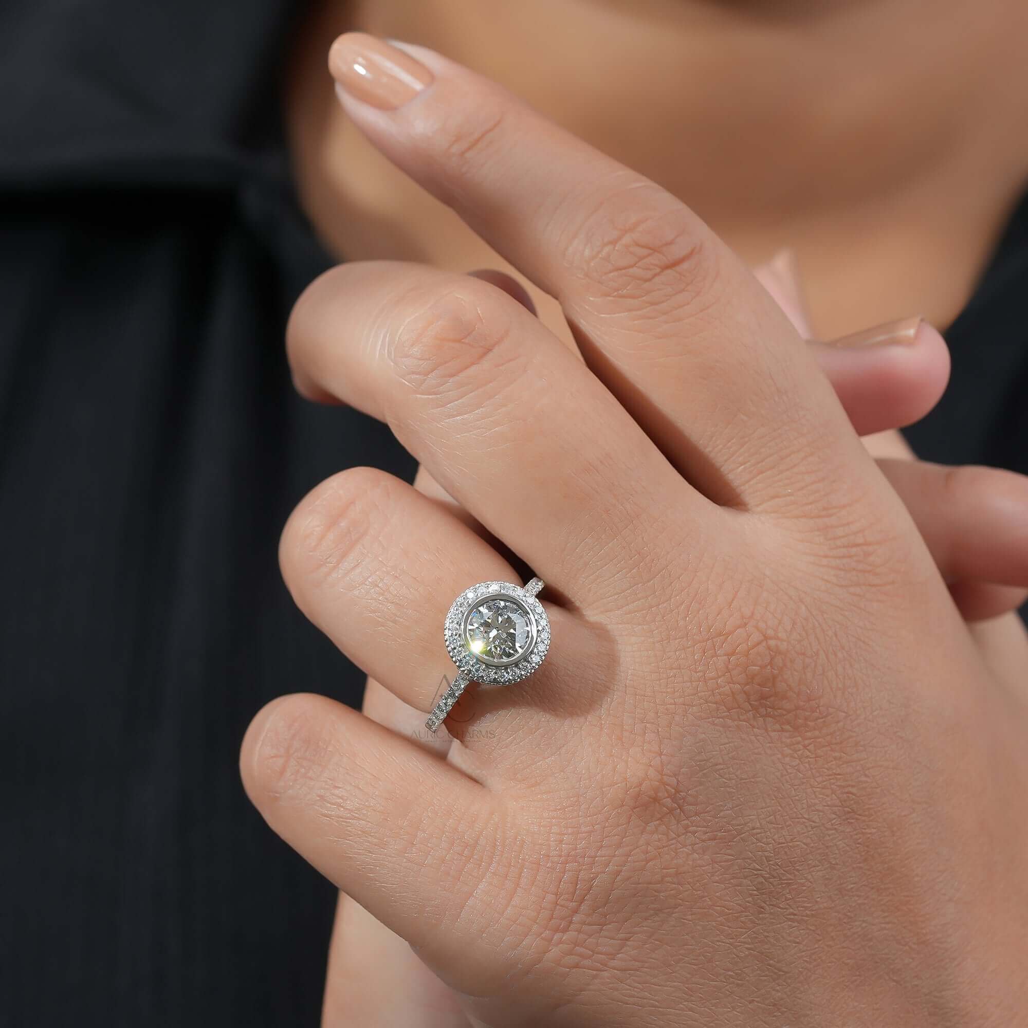 Hepburn Vintage Double Halo Lab Diamond Ring