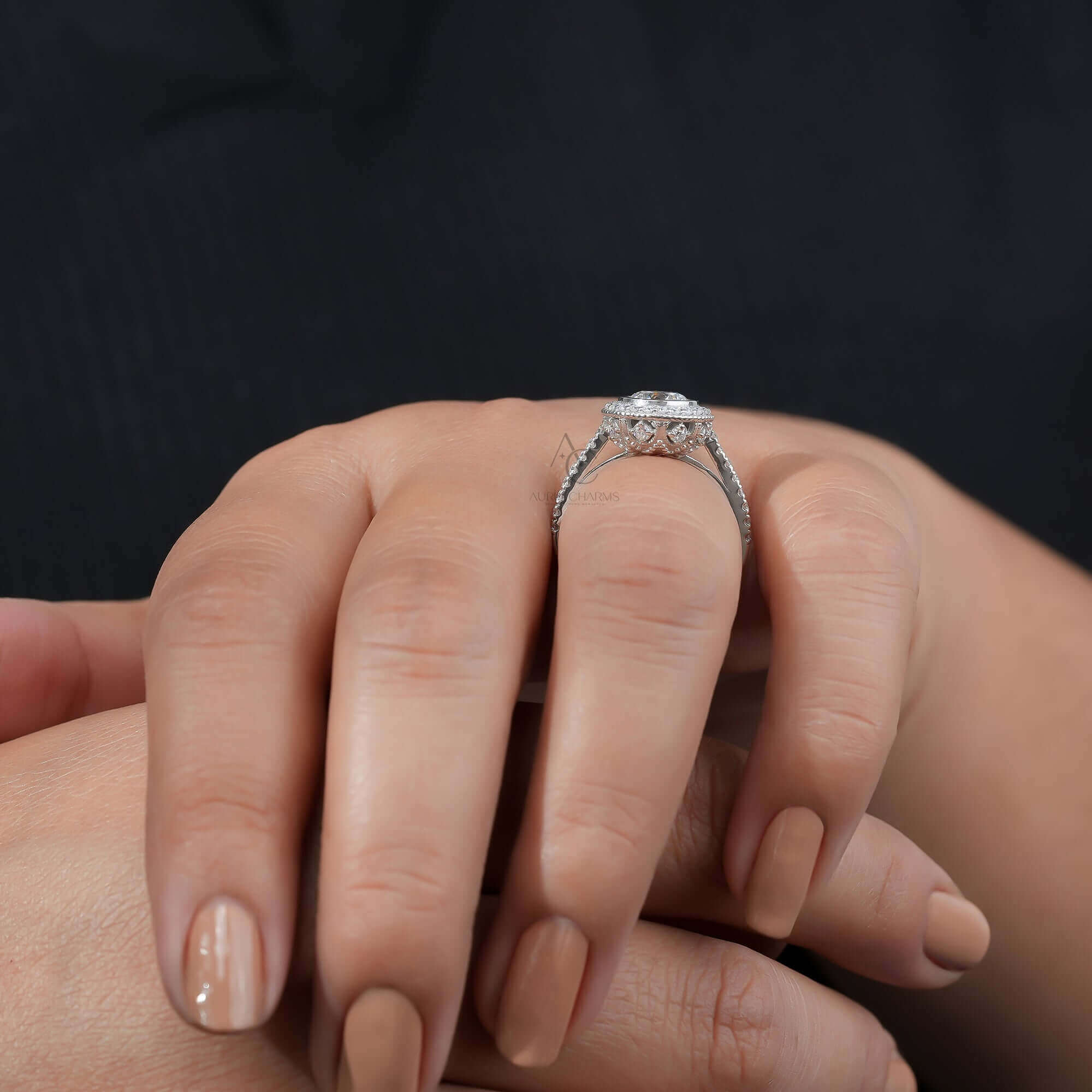 Hepburn Vintage Double Halo Lab Diamond Ring