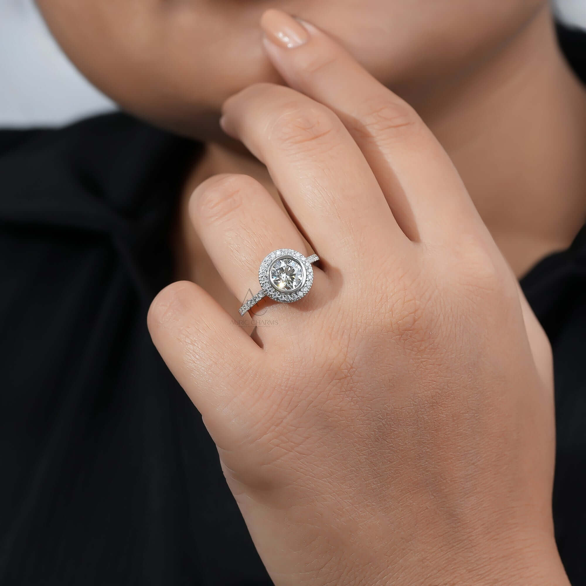 Hepburn Vintage Double Halo Lab Diamond Ring