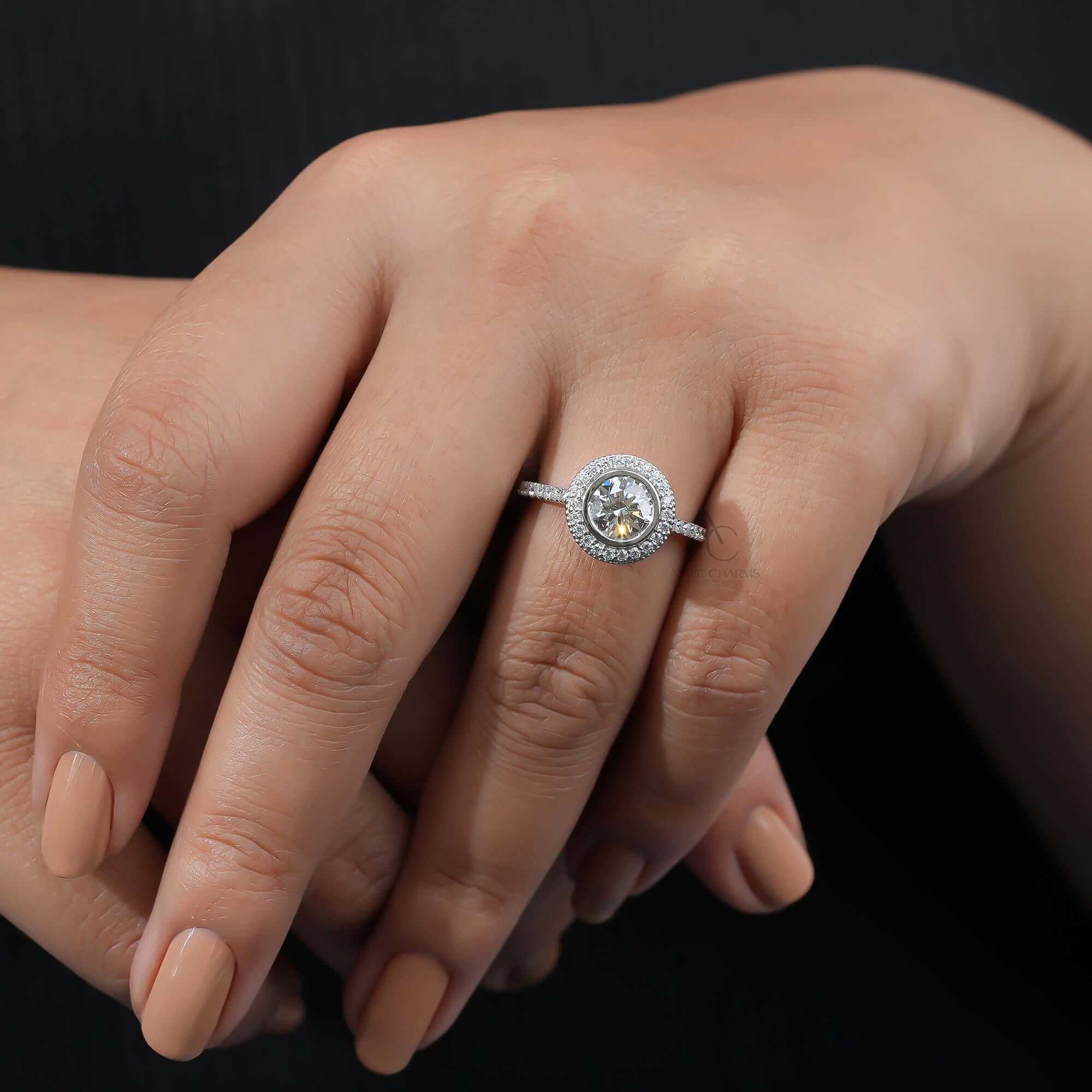 Hepburn Vintage Double Halo Lab Diamond Ring