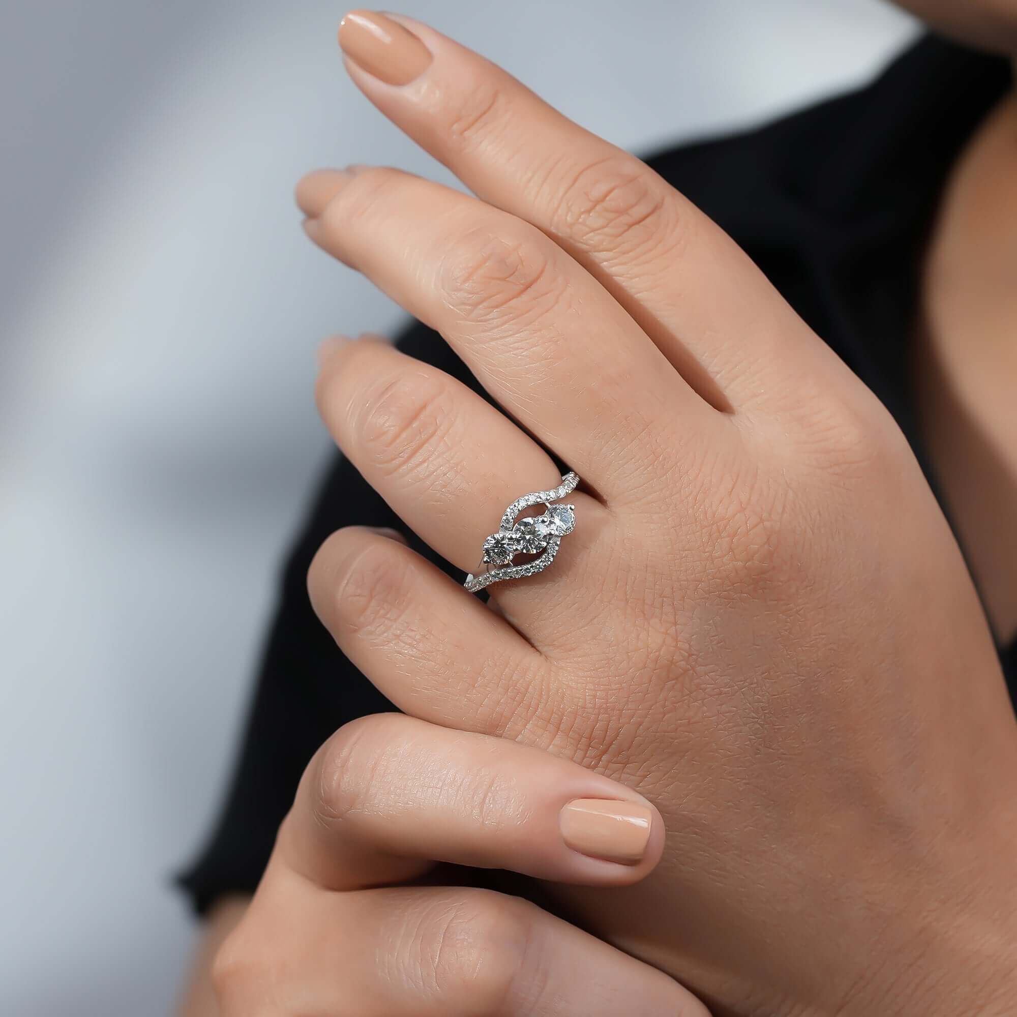 Hathaway Twist Round Diamond Engagement Ring