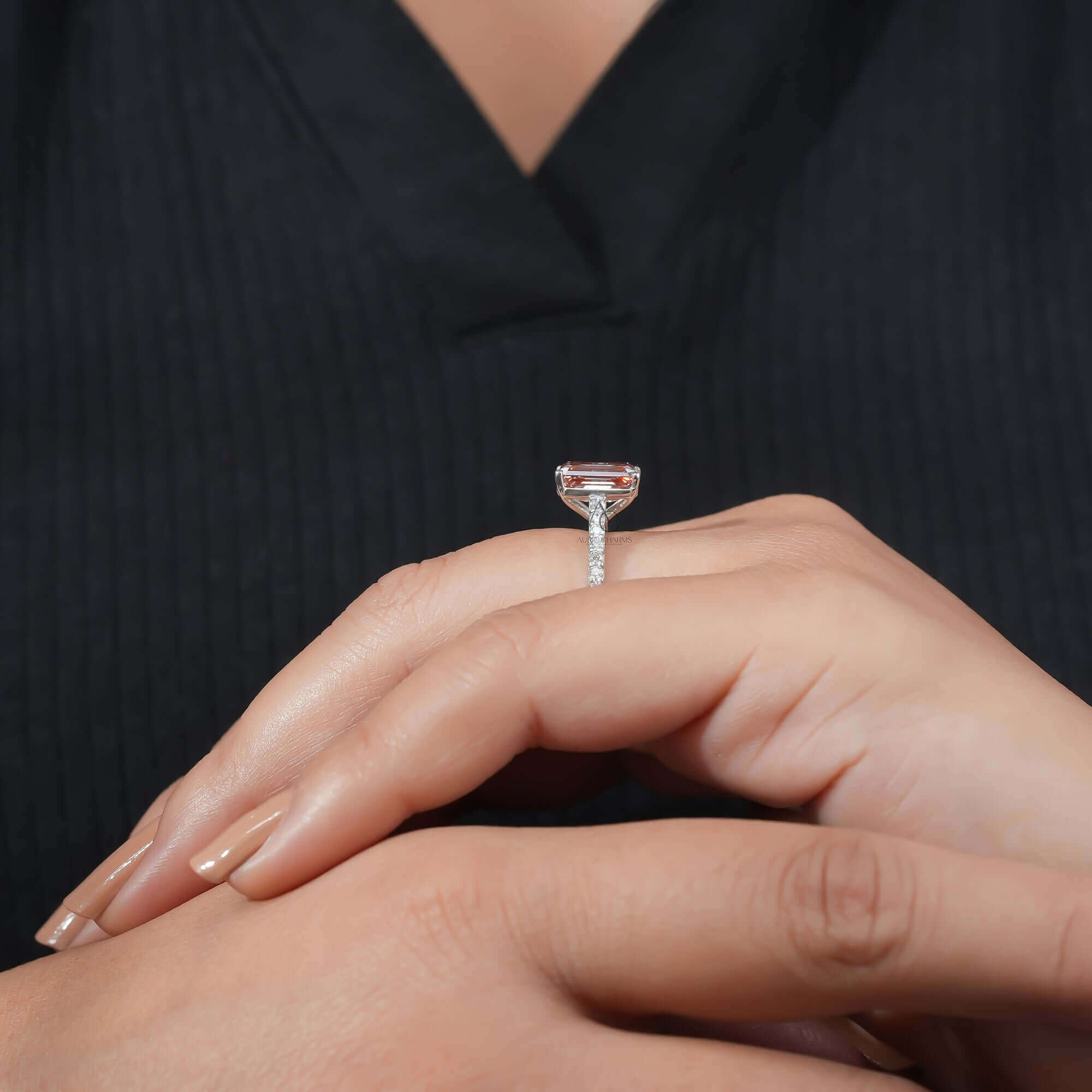 Rosélen Fancy Pink Emerald Engagement Ring