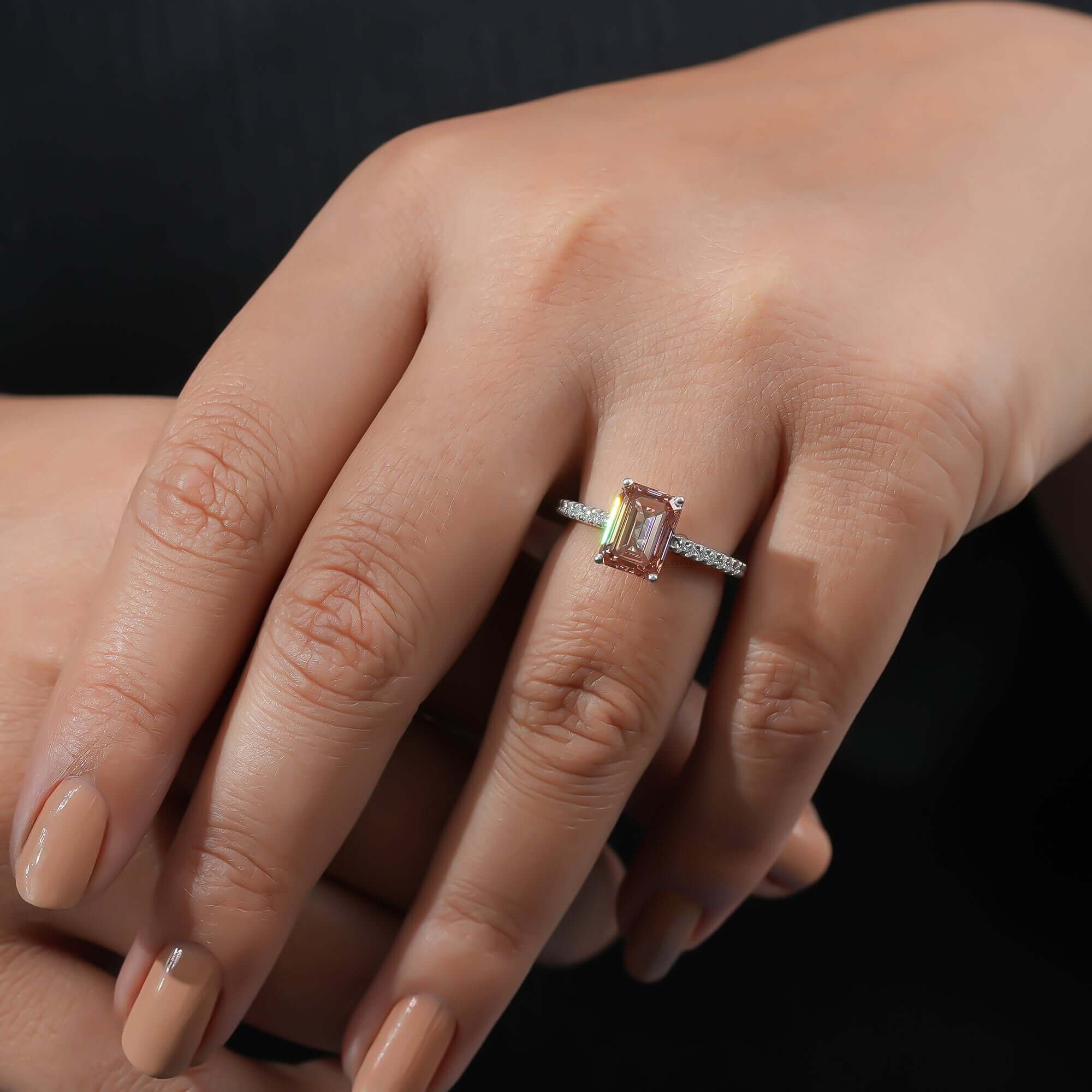 Rosélen Fancy Pink Emerald Engagement Ring