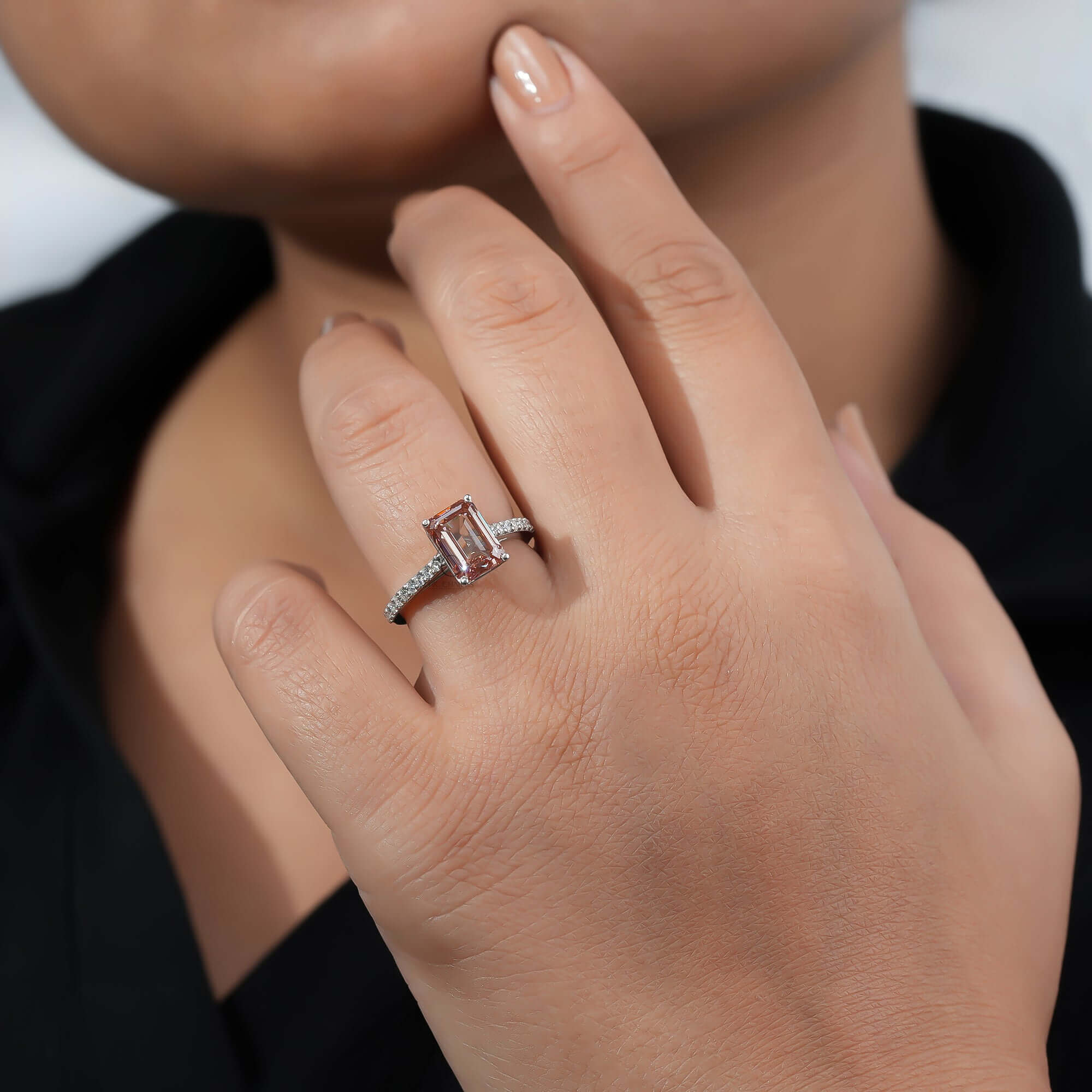 Rosélen Fancy Pink Emerald Engagement Ring